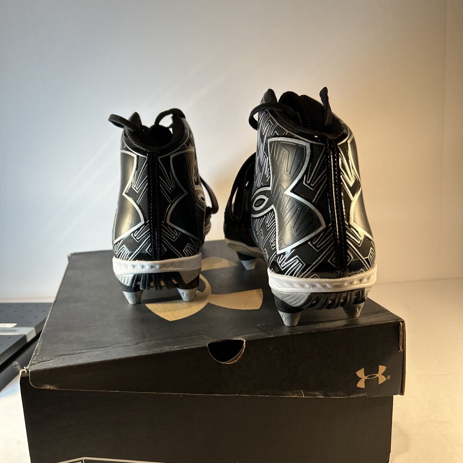 Under Armour C1N Cam Newton Football Cleats Black Mid Men's Size 10.5 New