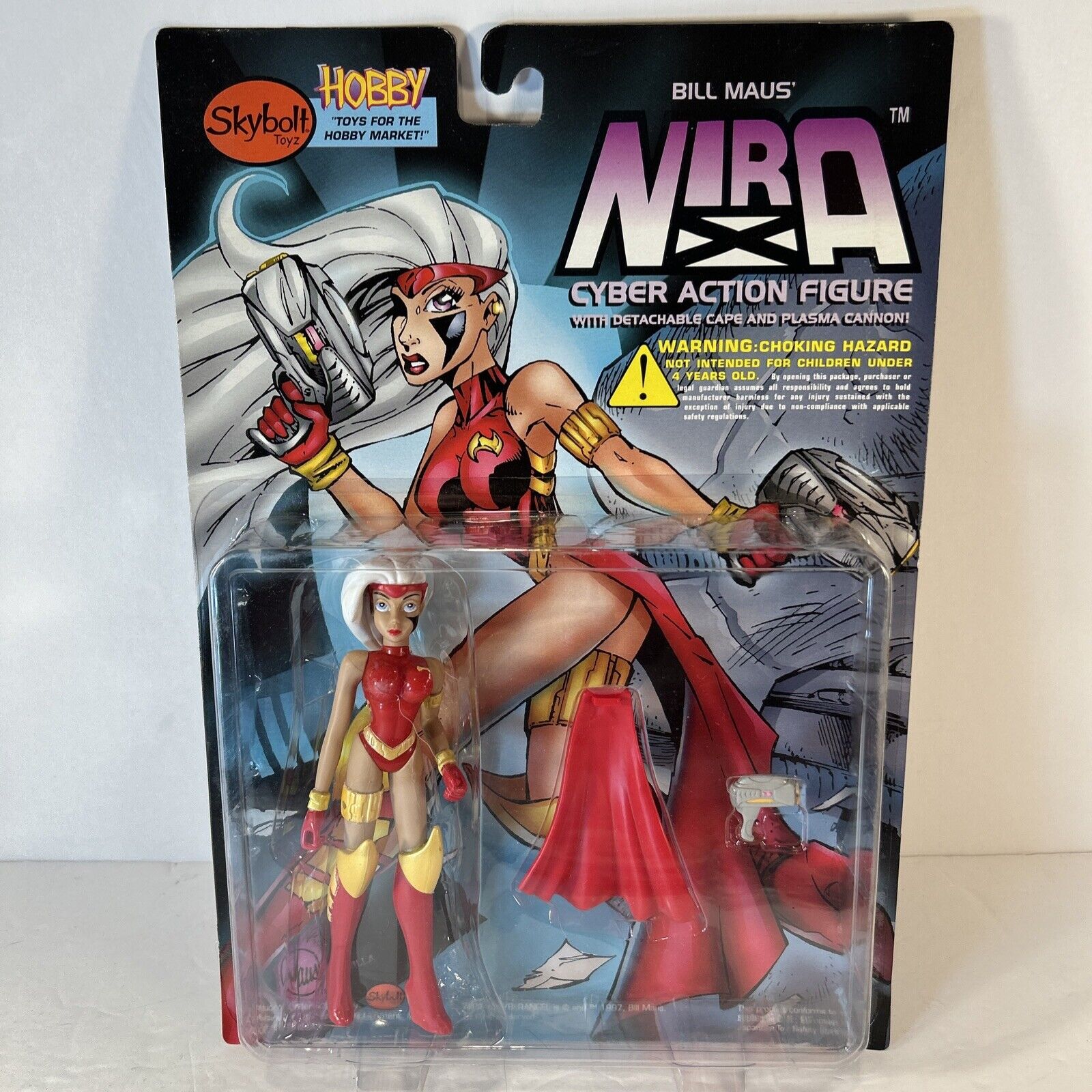 1997 Skybolt, Bill Maus NIRA X Cyber Action Figure Plasma, Glow, Platinum Hobby