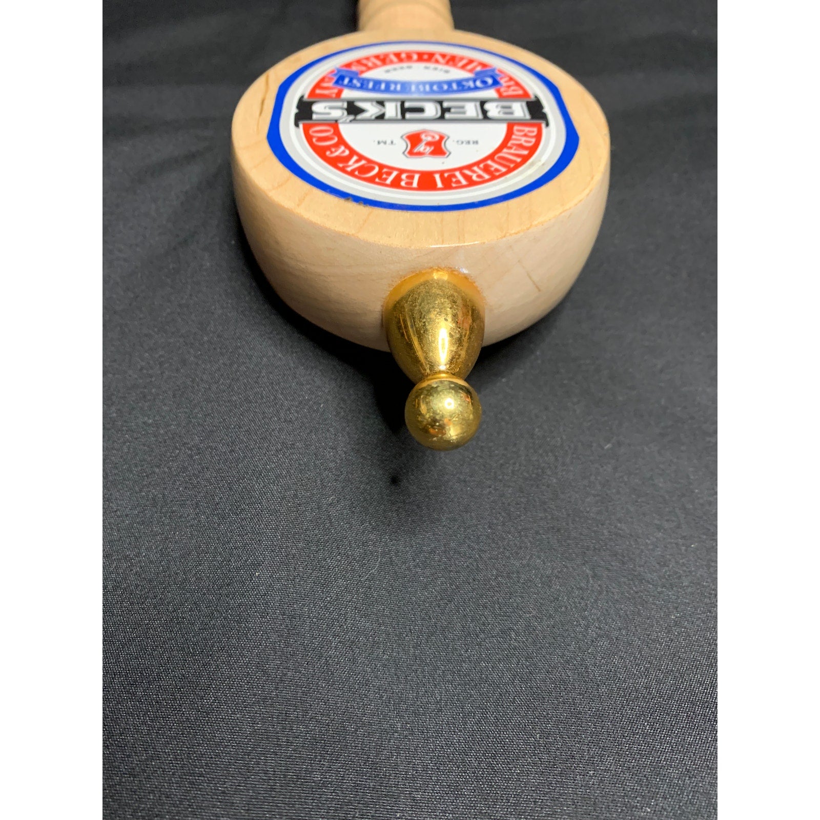 Beck's Oktoberfest Beer Tap Handle Wood Brass 12 Inch German Bar Keg Pull