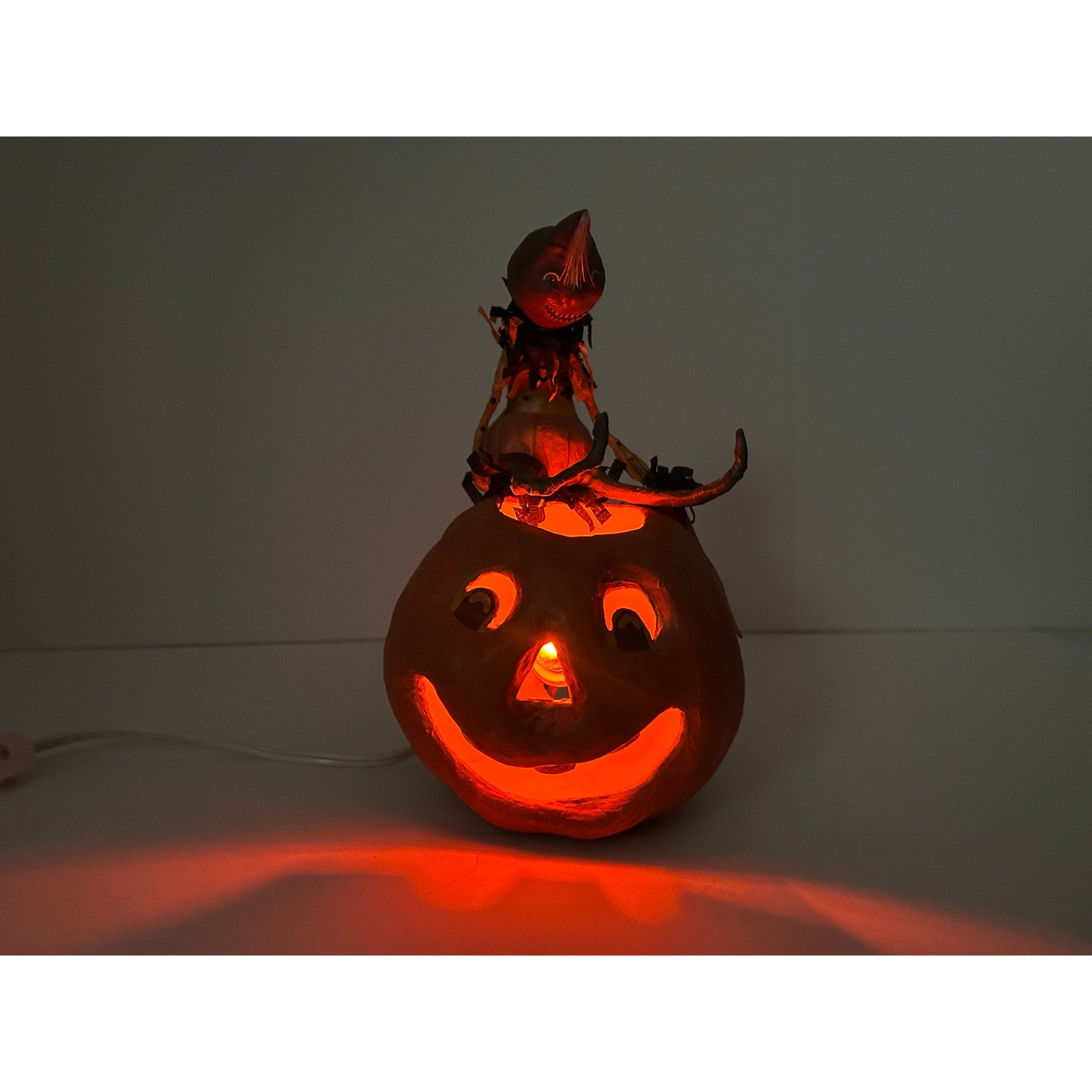 Bethany Lowe Halloween Light Jack-o-Lantern with Elfin Figure Virginia Betoine