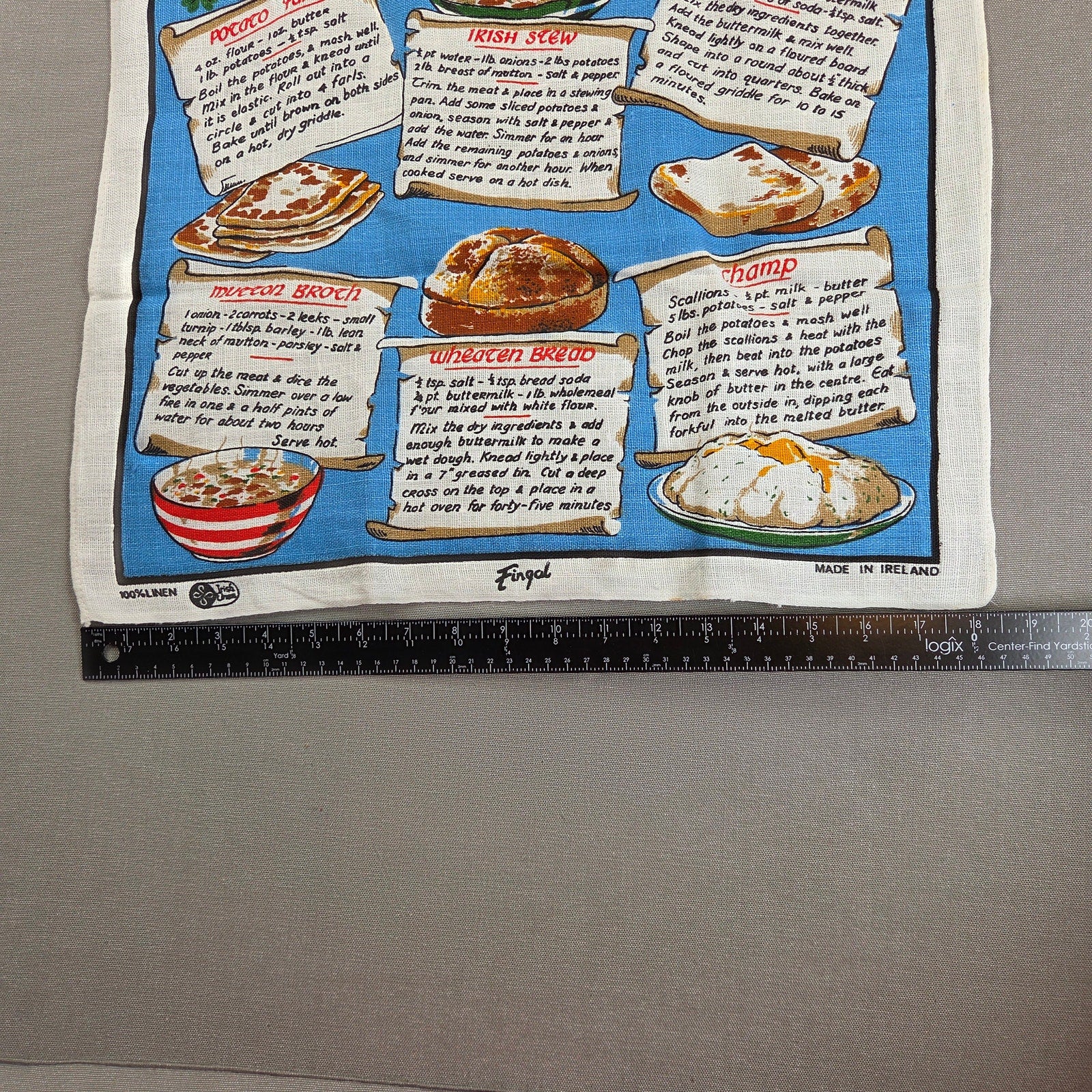 Vintage Fingal Traditional Irish Recipes 100% Linen Tea Towel Made Ireland