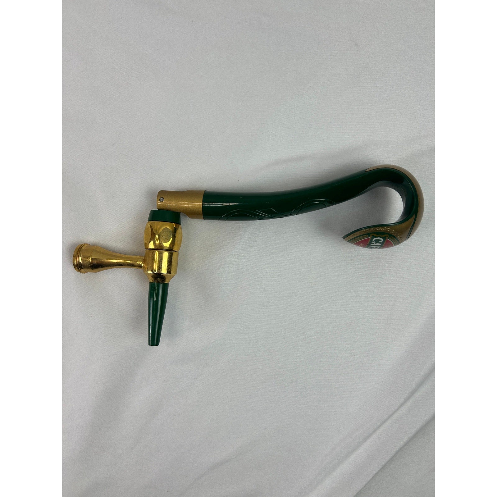 Caffrey's Irish Ale Beer Tap Faucet Swan Neck Green Gold Pub Breweriana
