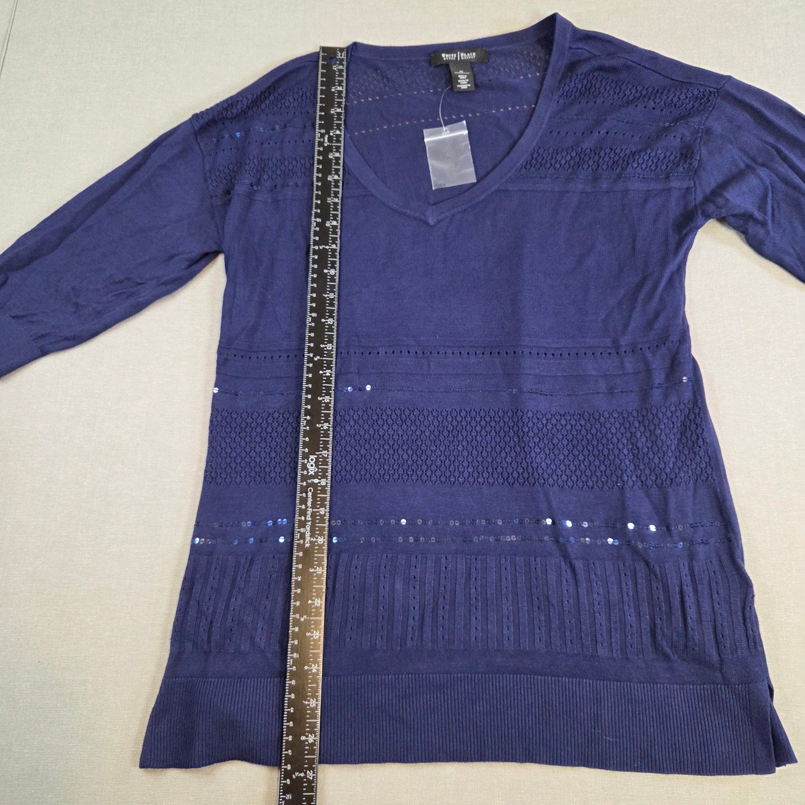 White House Black Market Purple Knit Viscose Top Blouse Size M Women’s