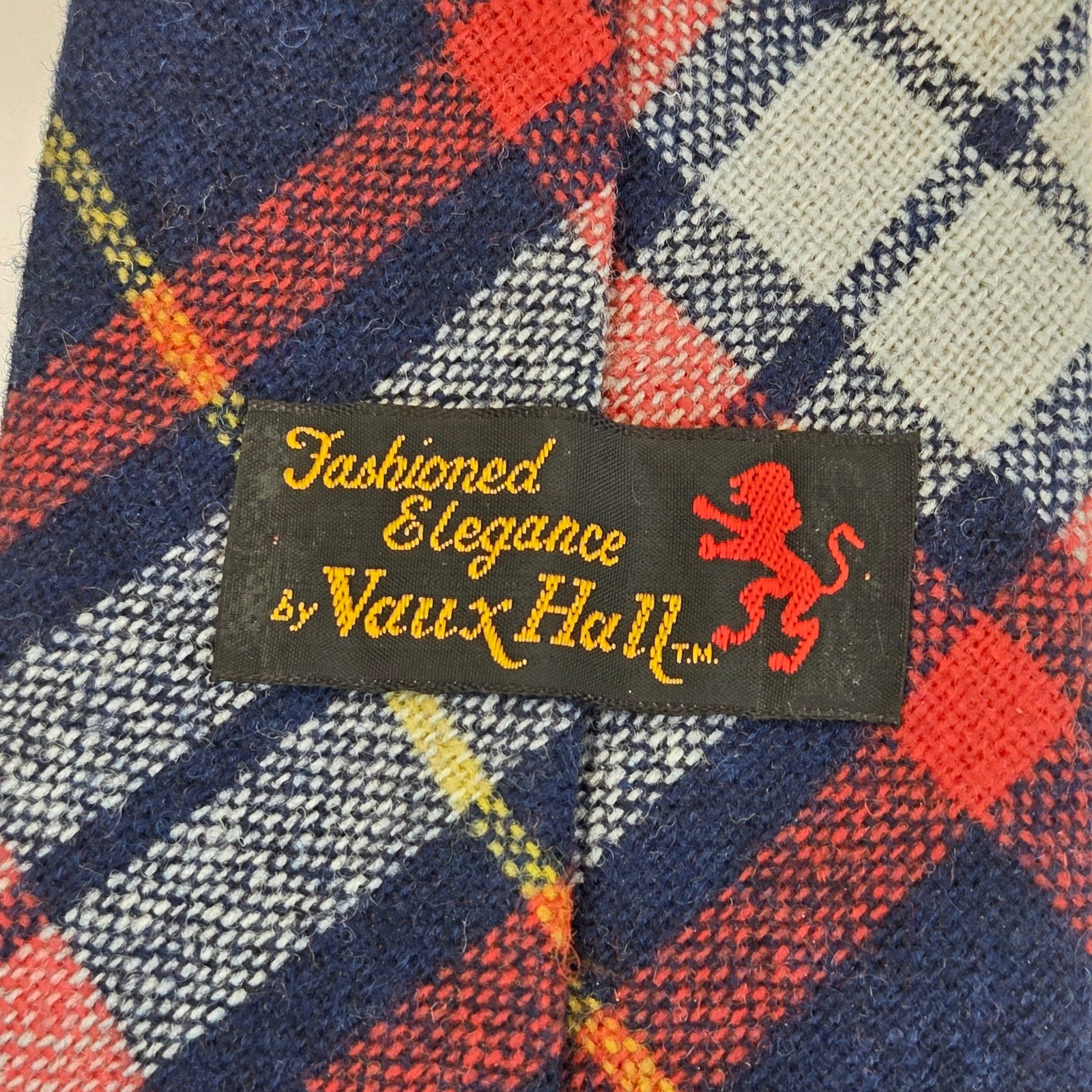 Vintage Vaux Hall Fashioned Elegance Wide Plaid Tweed Necktie 55" x 4" USA