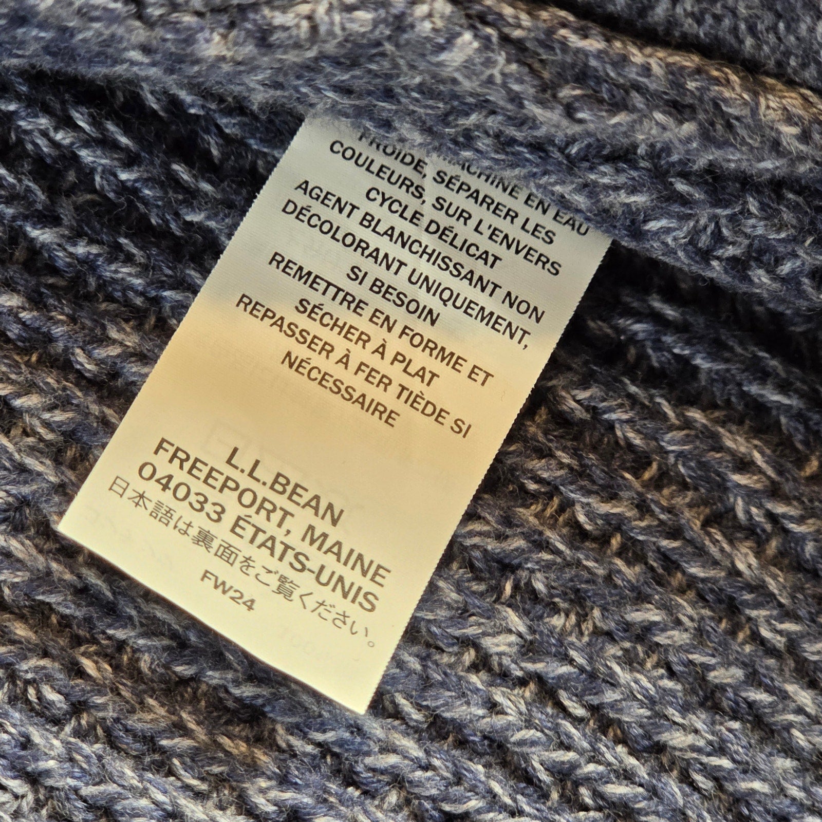 L.L. Bean Organic Cotton Full Zip Sweater Men’s M Blue Knit Jordan