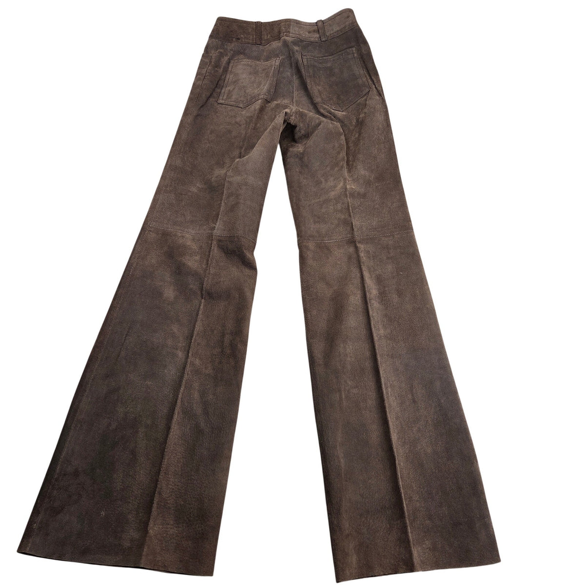 Vintage Brown Suede Leather Pants Womens 7/8 Talon Zip Hong Kong Wide Leg