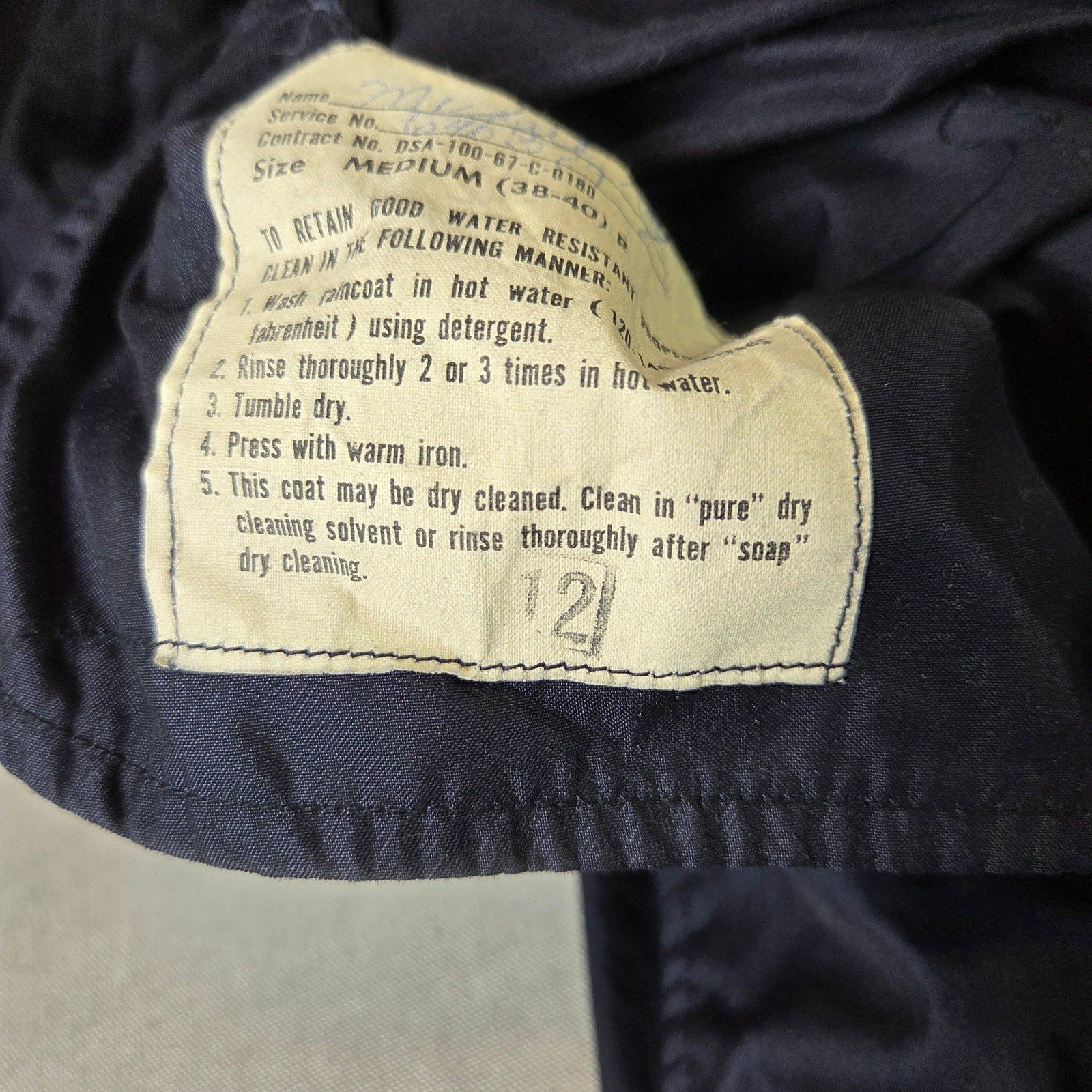 U.S. Navy Vintage Officer Raincoat Trench Coat 1960s–70s Medium 38–40R