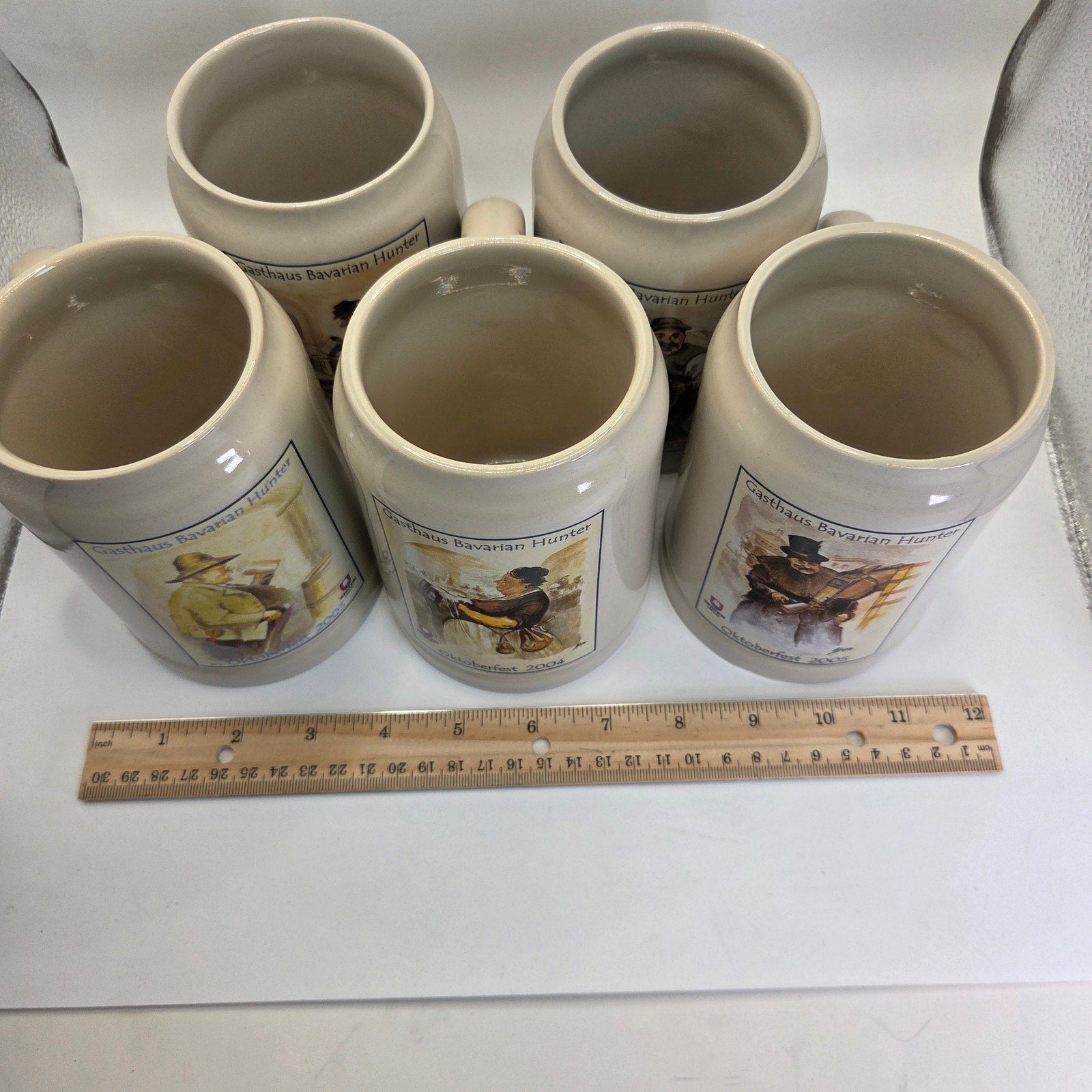 Spaten München Beer Steins Lot of 5 Gasthaus Bavarian Hunter 0.5 L 2003-07