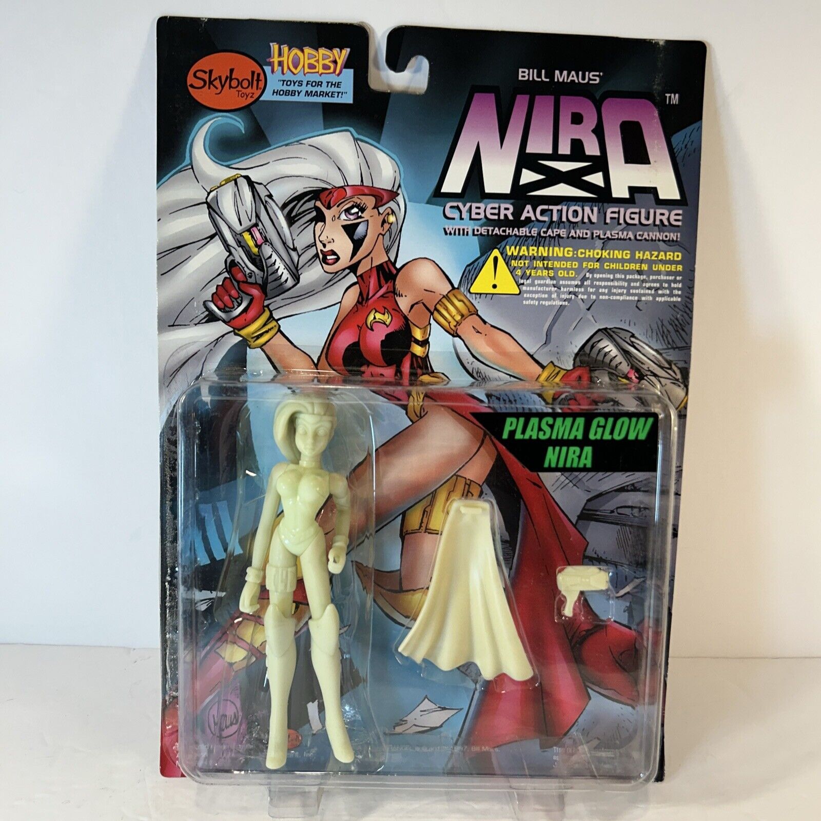 1997 Skybolt, Bill Maus NIRA X Cyber Action Figure Plasma, Glow, Platinum Hobby