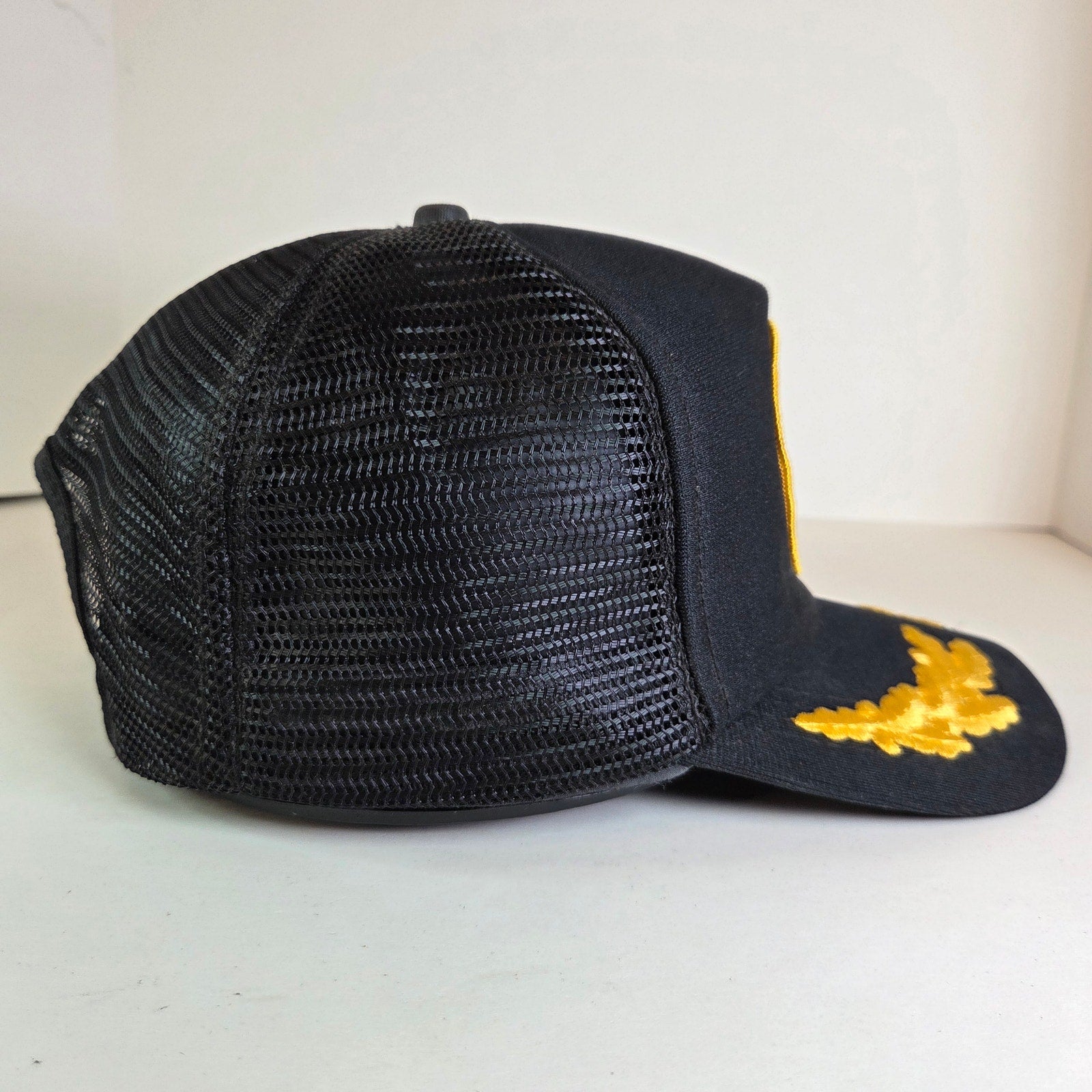 Vintage NRA Eagle Logo Trucker Hat Gold Oak Leaf Snapback Cap Rare 80s