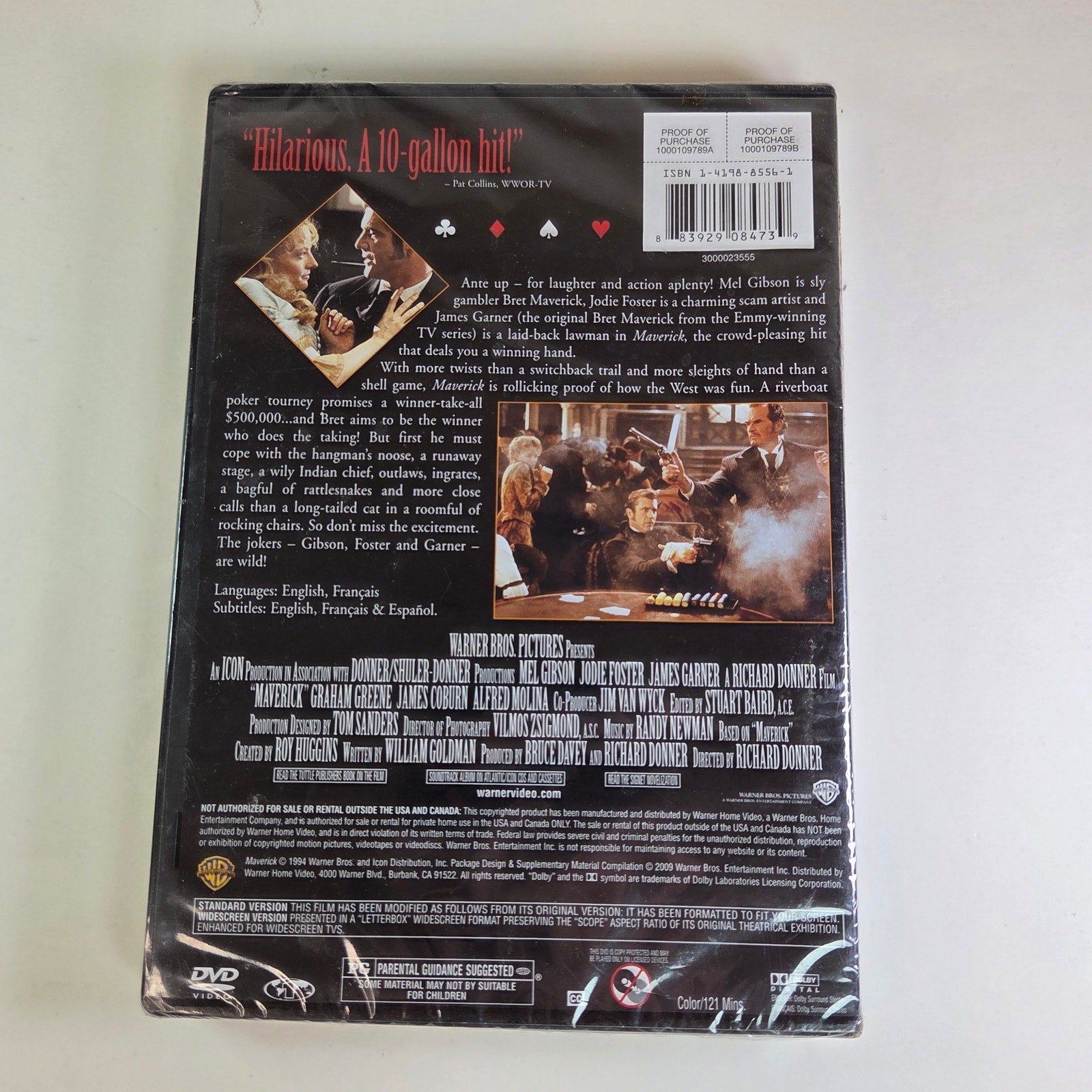 Maverick DVD Sealed 1994 Mel Gibson Jodie Foster James Garner Western Comedy