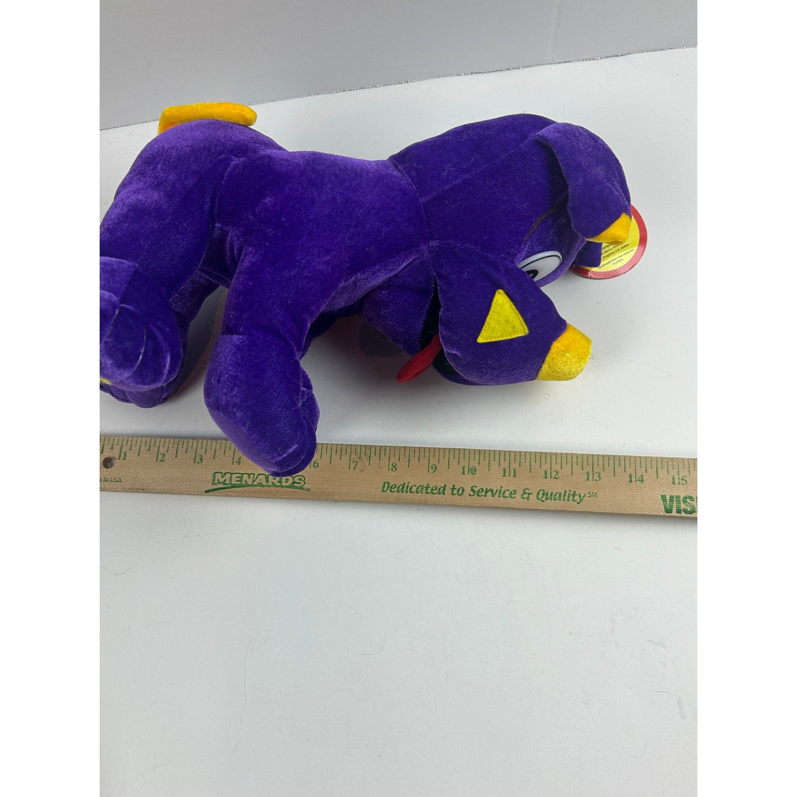Toy Network Purple Dog Plush Stuffed Animal Yellow Spots Tongue Out 2003 NWT