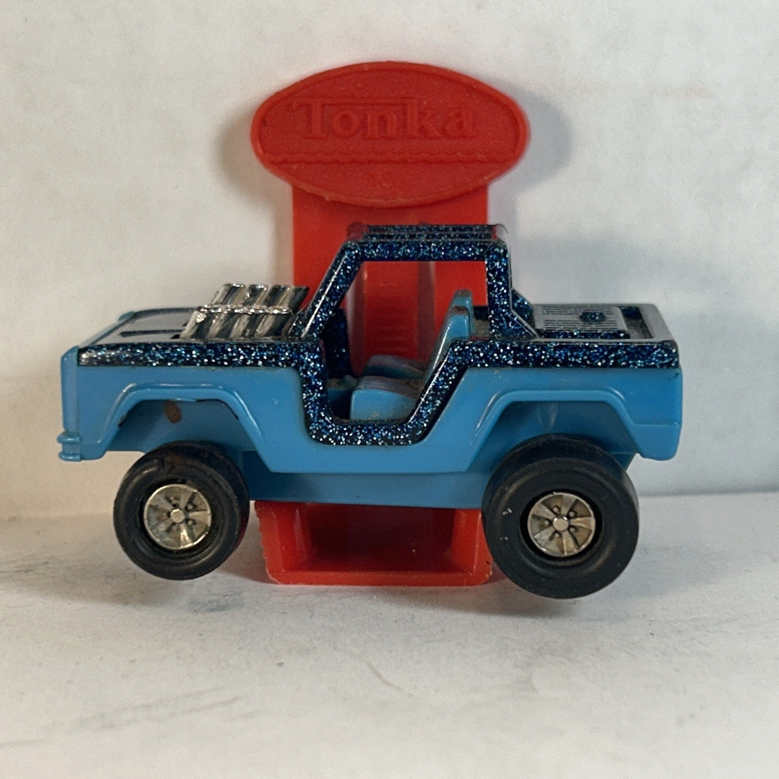 1970s Tonka Totes Ford Bronco Blue Metallic Diecast Mini Jeep w/ Belt Clip