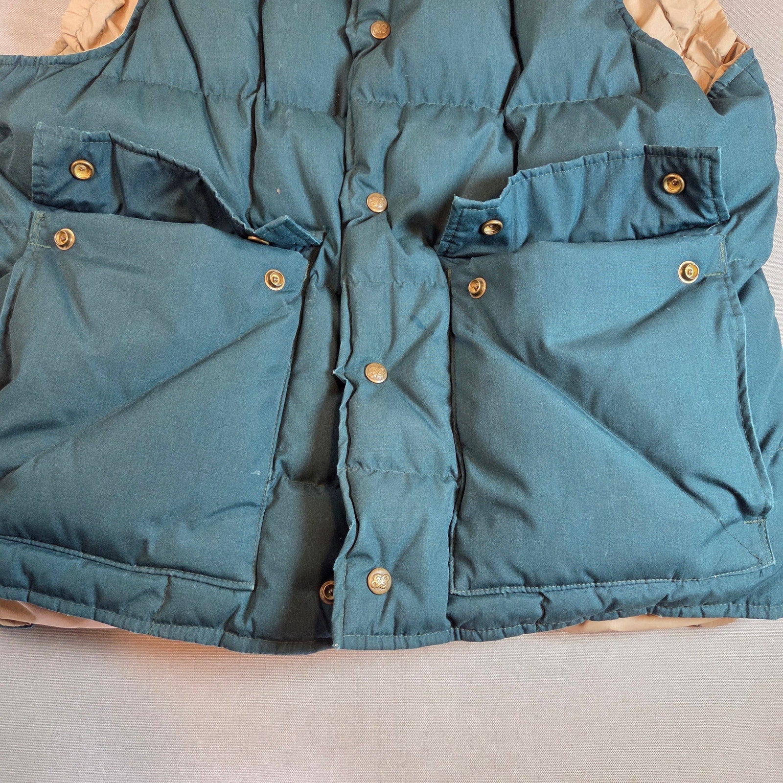 Vintage Eddie Bauer Goose Down Vest XL Made in USA Green Expedition 70s 80s