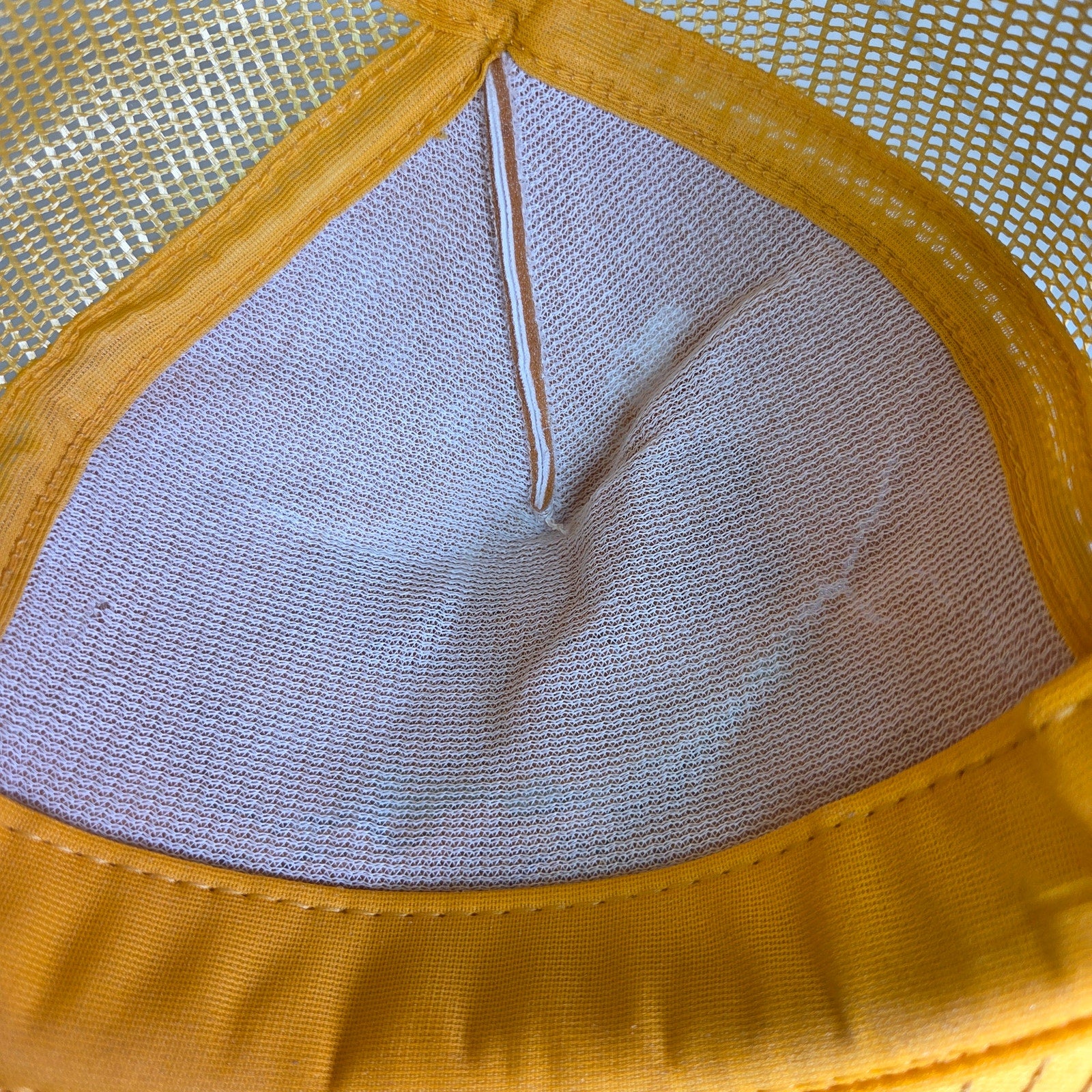 Vintage Stren Fishing Trucker Hat Mesh Snapback Yellow White Foam Front USA