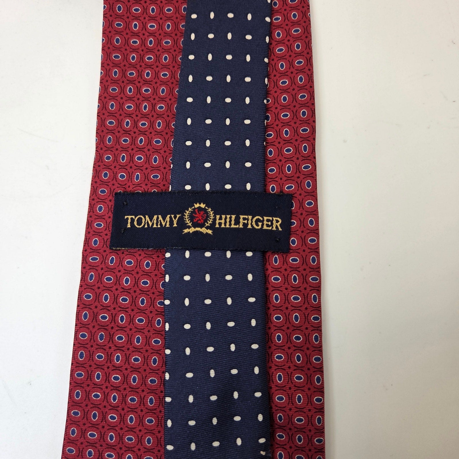 Tommy Hilfiger 3pc Silk Tie Lot Red Check Dot Classic Contrast Tips 58x3.75 USA