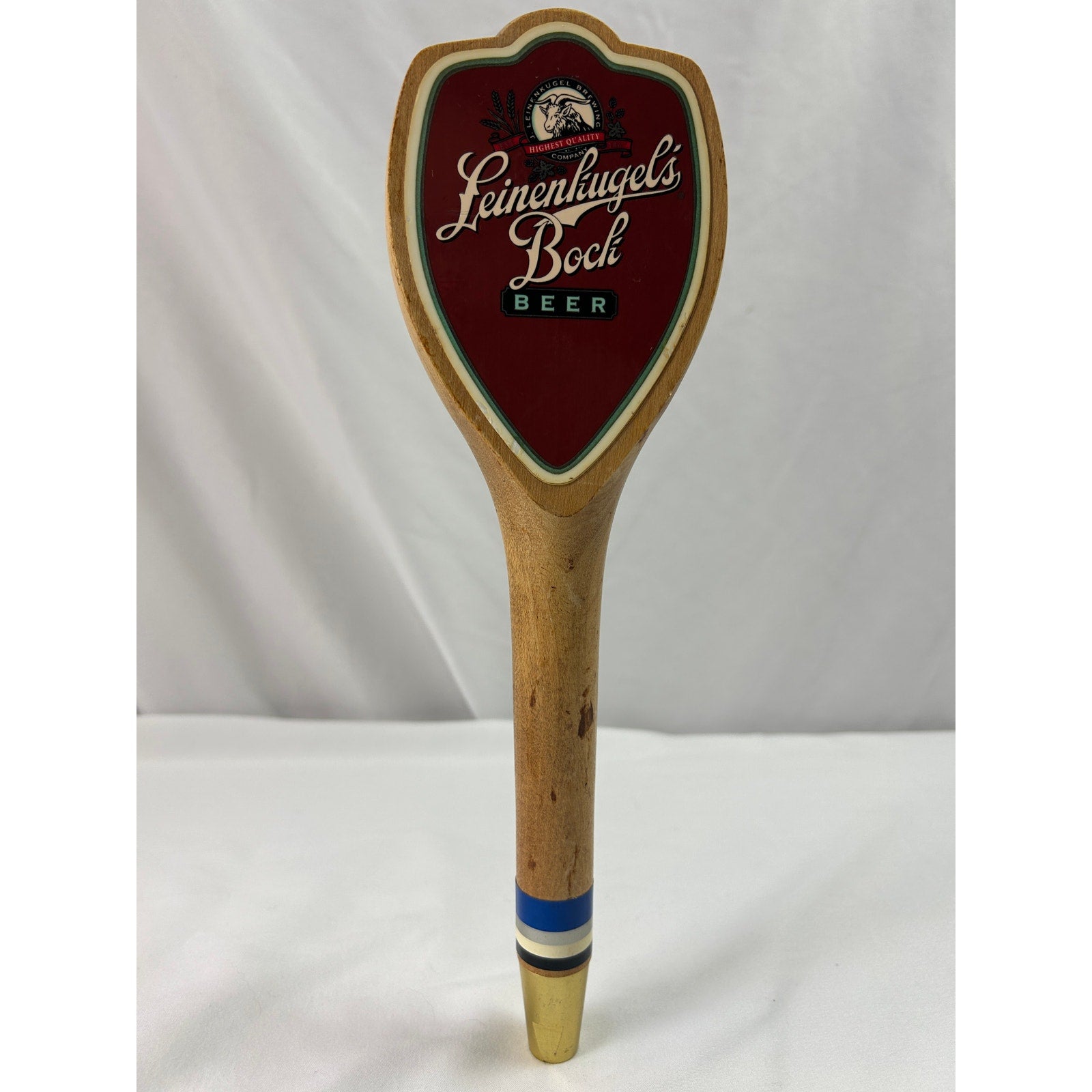 Leinenkugel's Bock Beer Vintage Wood Tap Handle Draft Keg Bar Breweriana 12in