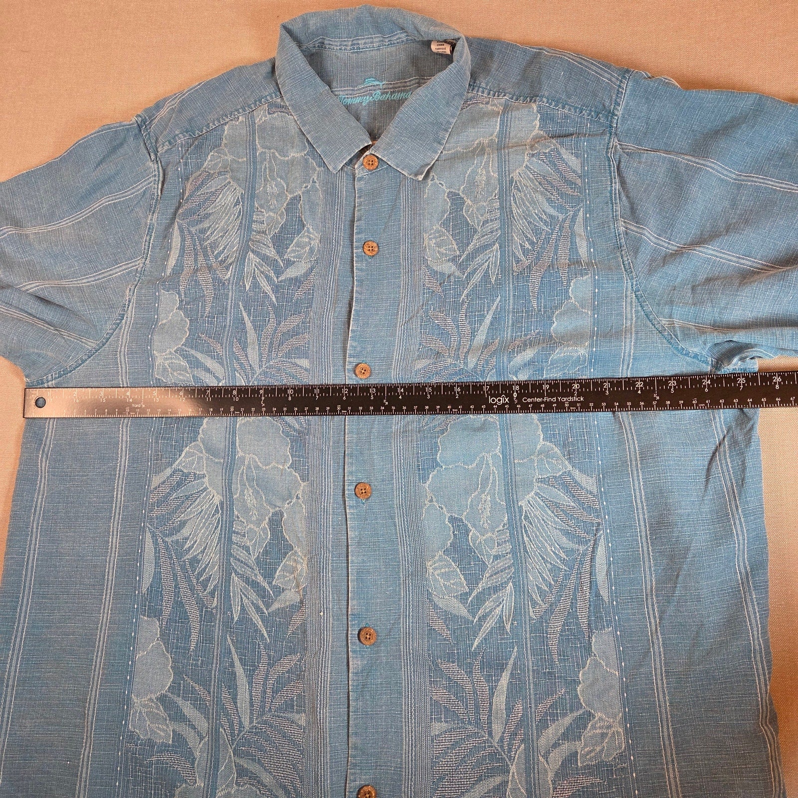 Tommy Bahama TB93 Blue Silk Button Down Shirt Men’s XXL Short Sleeve