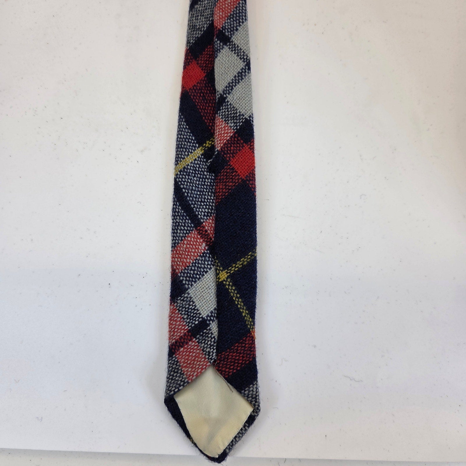 Vintage Vaux Hall Fashioned Elegance Wide Plaid Tweed Necktie 55" x 4" USA