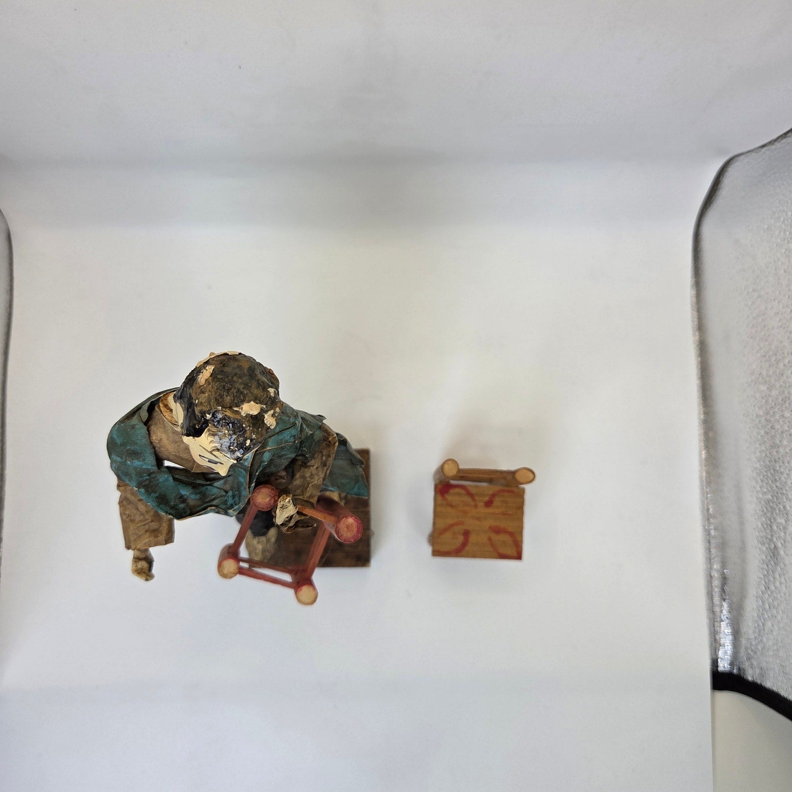 Vintage 1970s Mexican Papier Mache Folk Art Figure w/ Balancing Chairs 9"