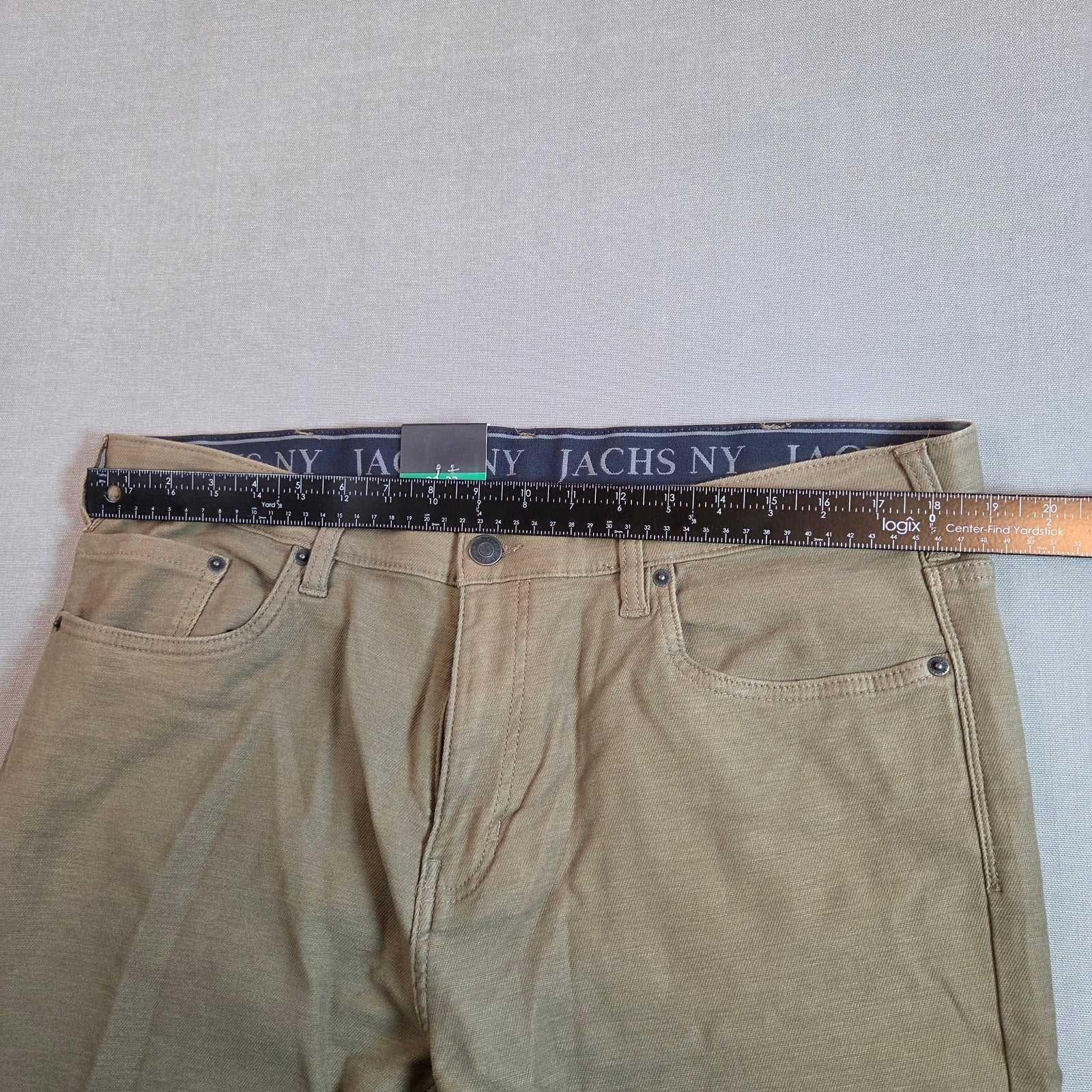 JACHS New York Straight Fit Pants 38x32 Tan 5 Pocket Flex Waistband NWT