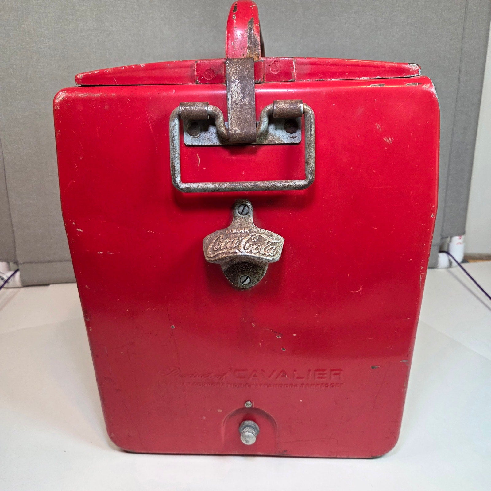 Vintage 1950s Coca-Cola Cavalier Metal Cooler w/ Tray & Opener Chattanooga TN