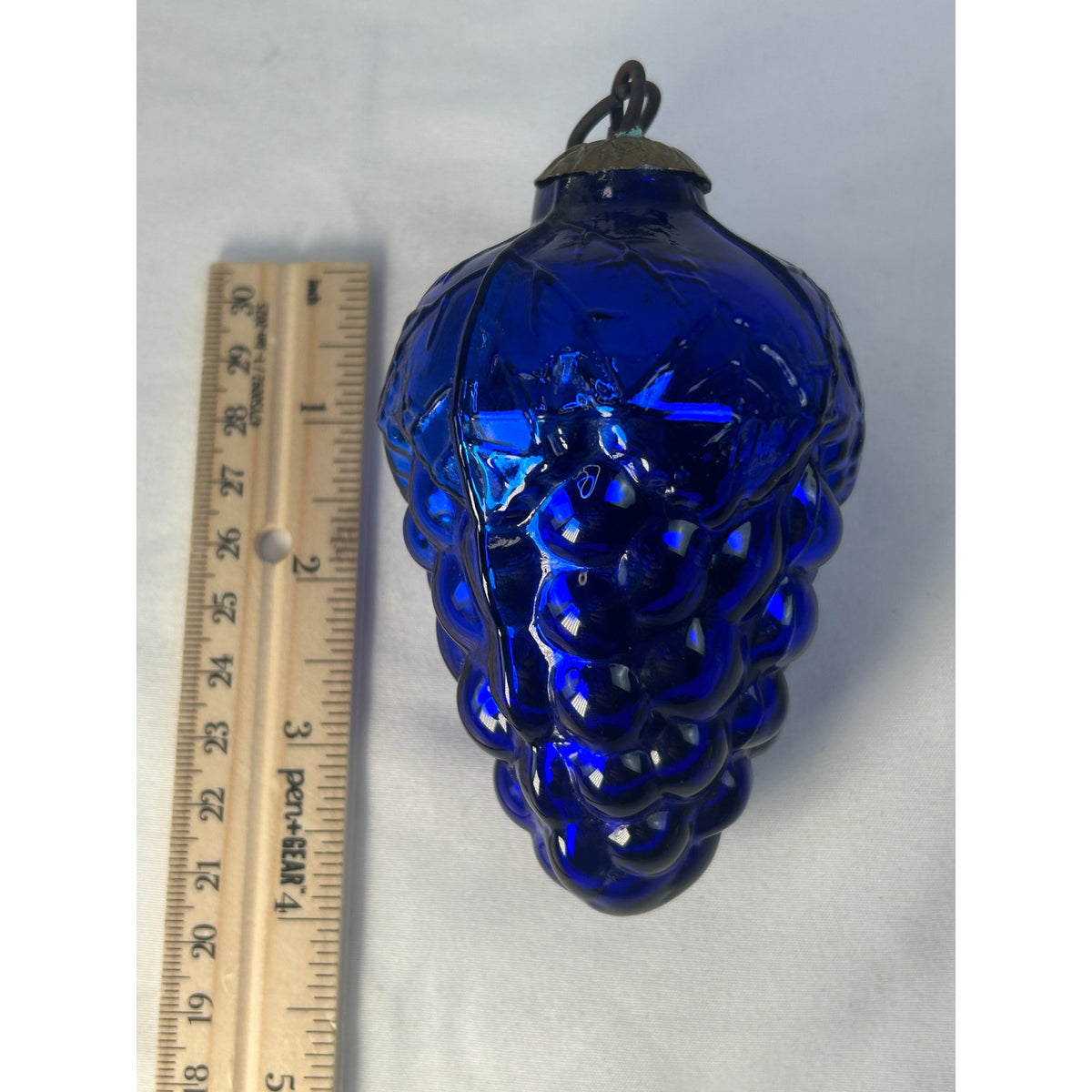Antique 1800s German Kugel Cobalt Blue Grape Cluster Glass Christmas Ornament 4"
