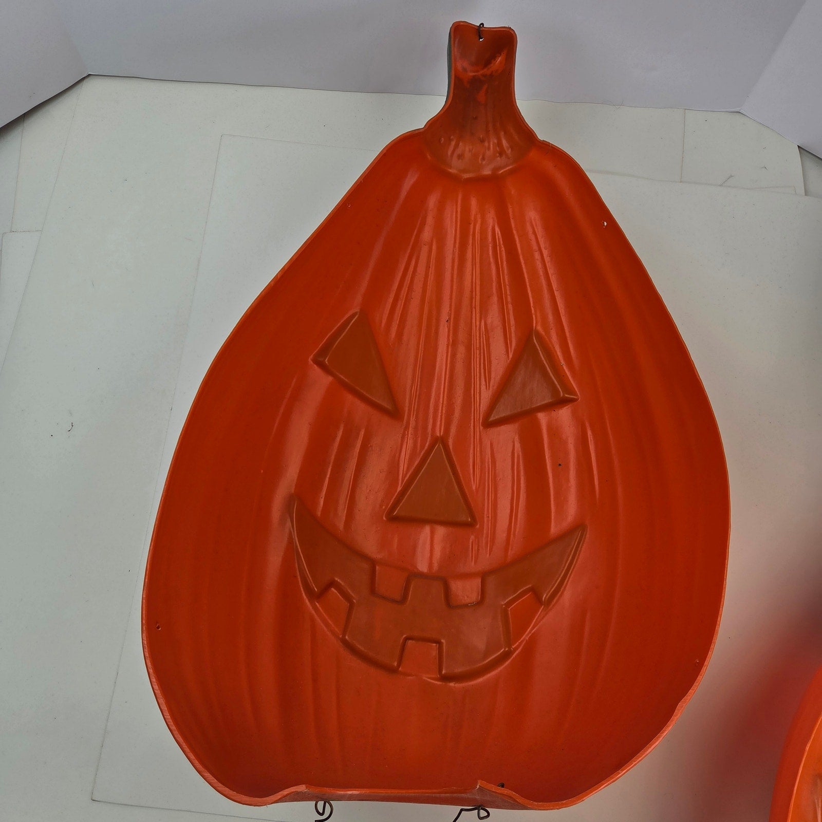 Vintage 22" Blow Mold Jack O Lantern Pumpkin 2 Piece Halloween Unmarked
