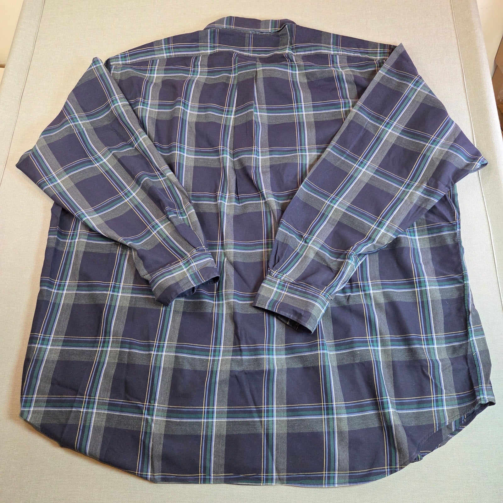 Vintage Ralph Lauren Blake XXL Plaid Button Down Shirt Blue Green Cotton
