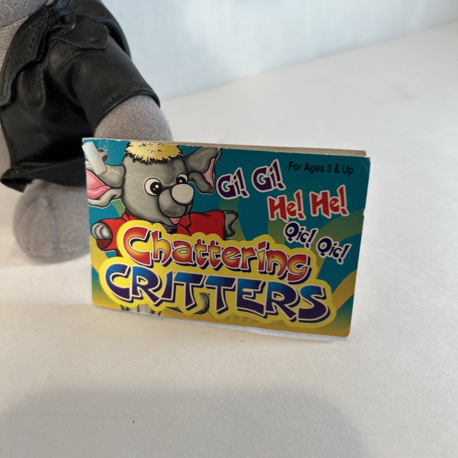 Chattering Critter Mouse Wearing a Leather Jacket and a Red Bandana