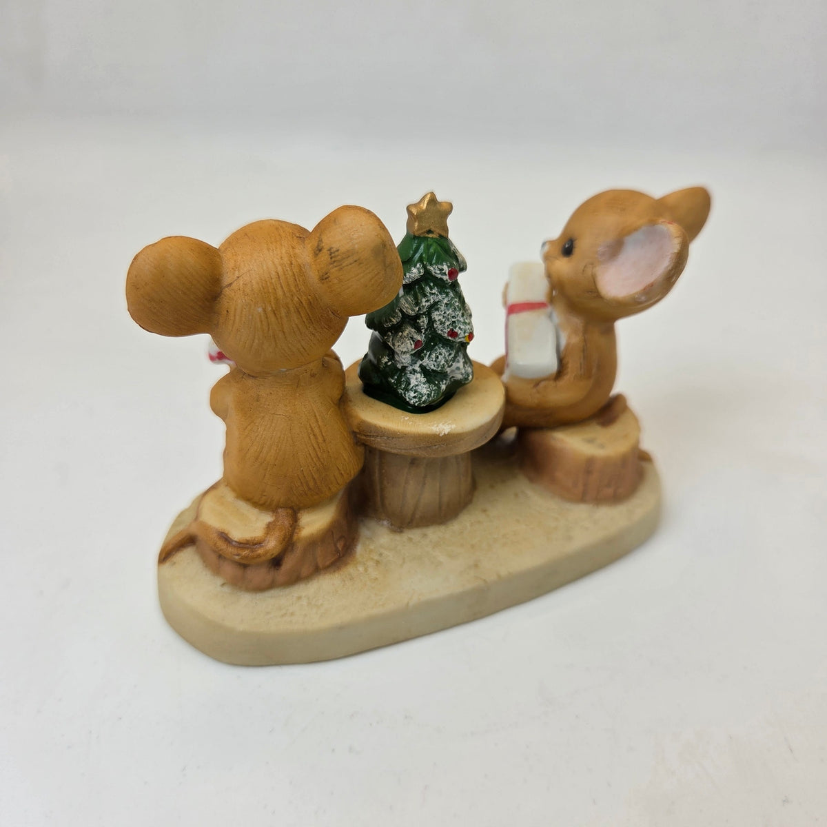 Enesco Night Before Christmas Mice Figurine Tree Taiwan Holiday Decor 3"
