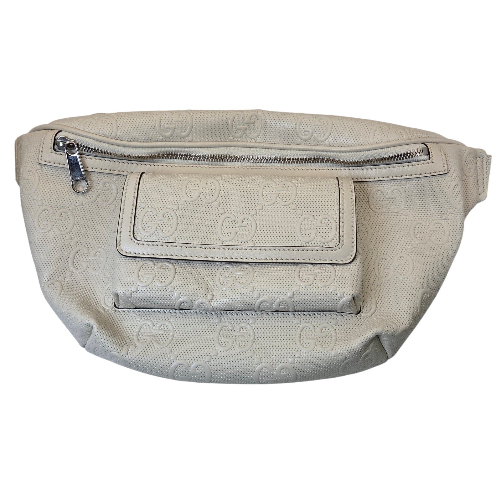 Gucci Perforated Guccissima Leather Belt Bag / Waist Bag Ivory Off-White