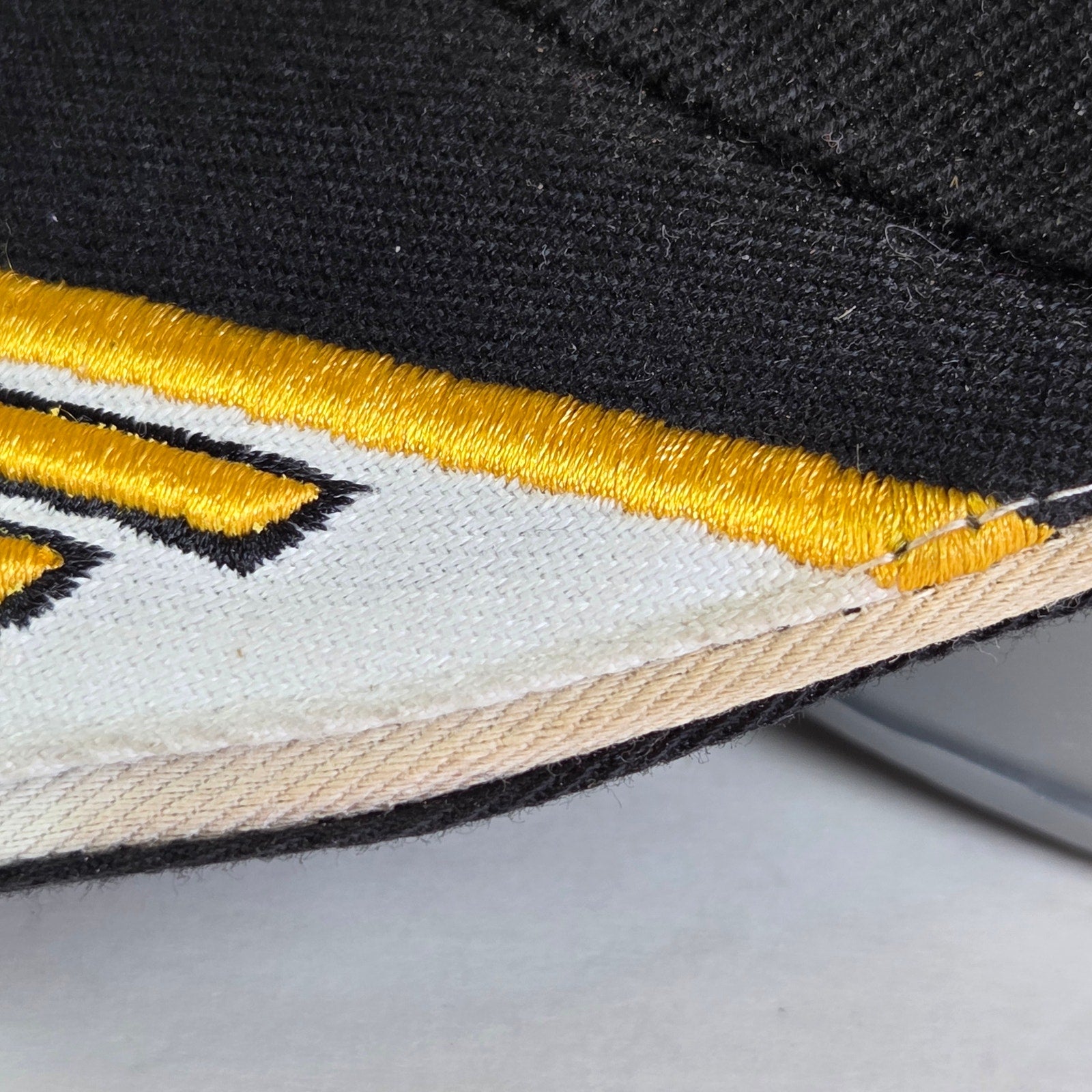 Boston Black & White Flat Brim Hat Hook & Loop Strapback