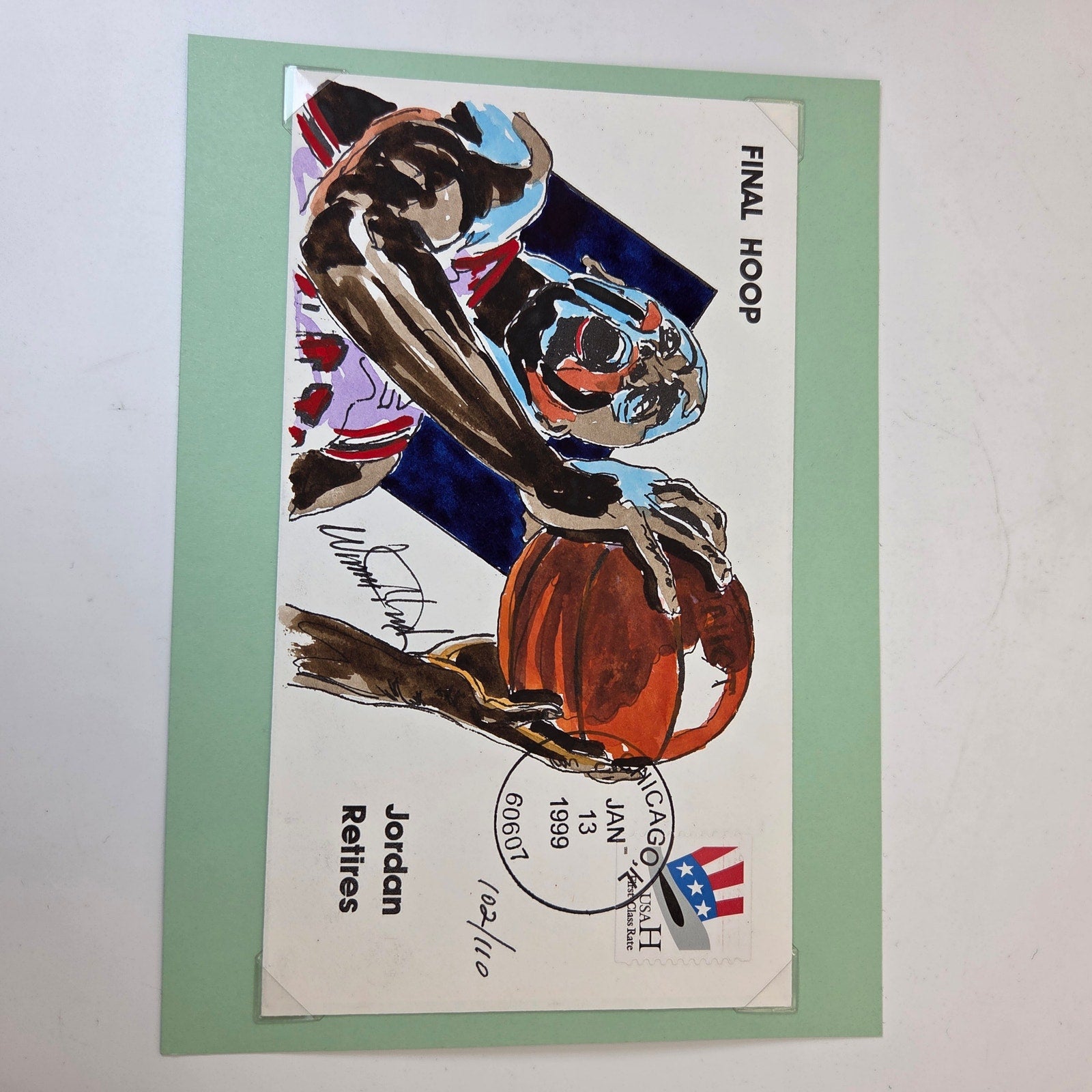 Michael Jordan Final Hoop Cachet Envelope Art 1999 Wild Horse 102/110