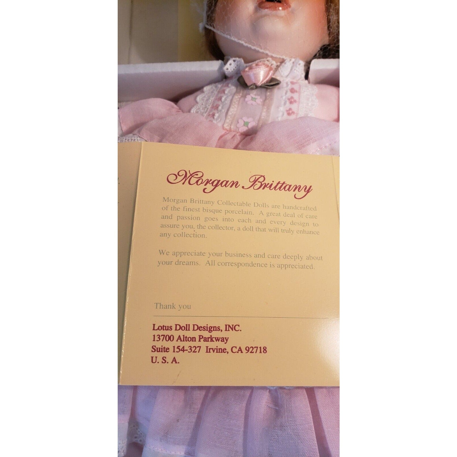 "MICHELLE" Doll, Morgan Brittany Collection 19" MB-95176 Lim Ed /2500