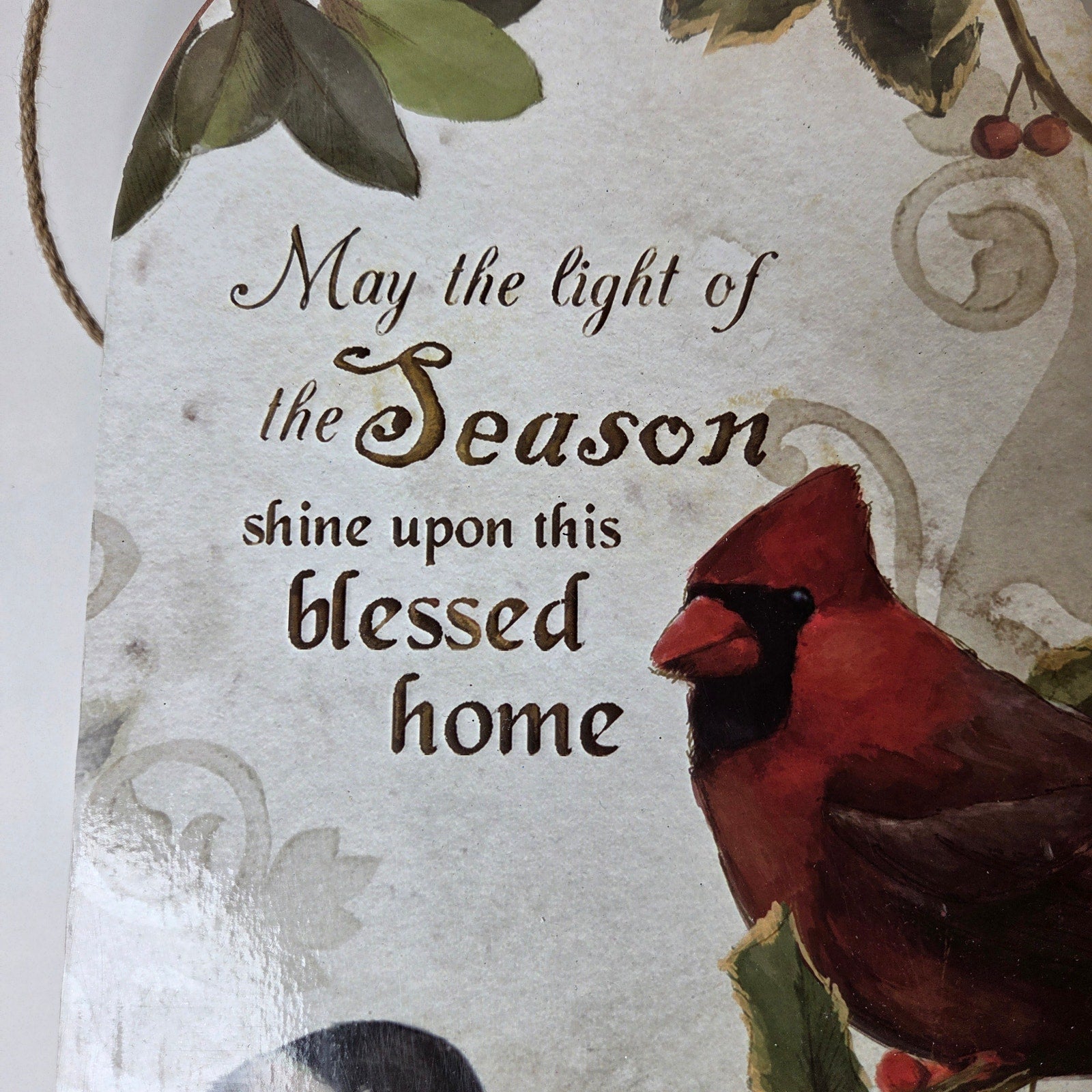 Christmas Wooden Sled Wall Decor Cardinals Blessed Home Sign