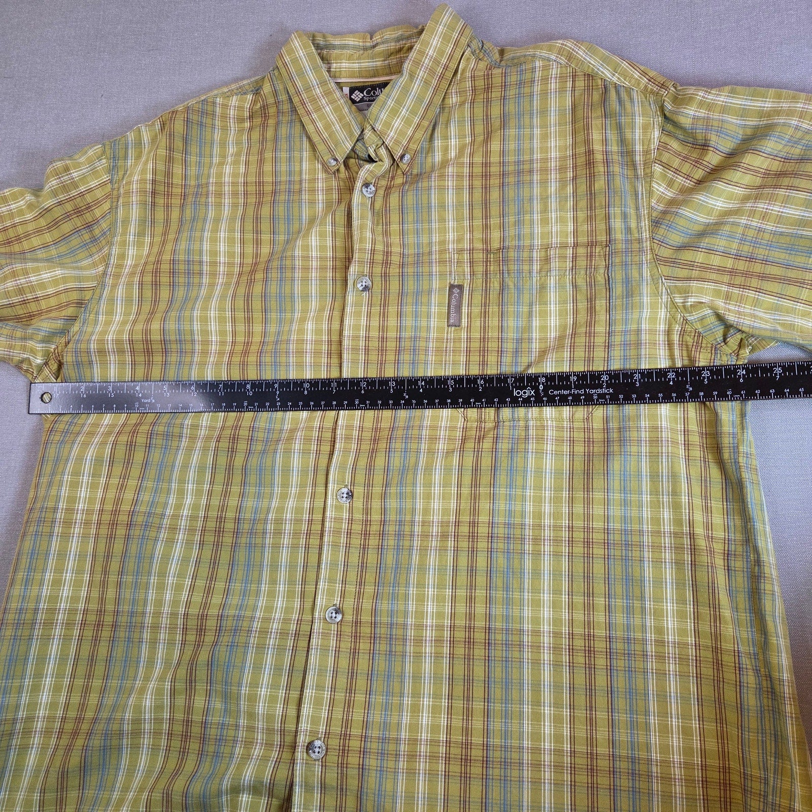 Columbia Sportswear Plaid Button Down Shirt Men’s XL Short Sleeve Cotton