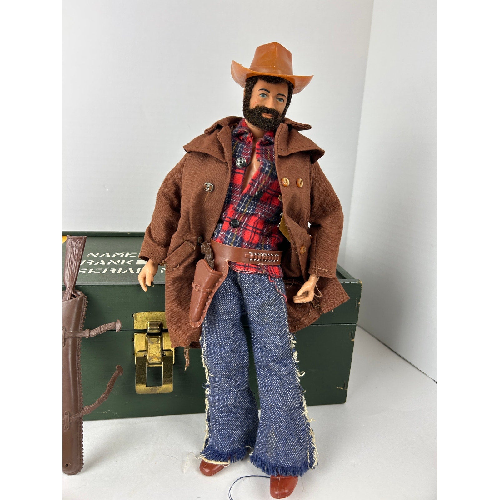 Vintage GI Joe AT Wild West Cowboy bearded figure outfit lot Hasbro 12 inch
