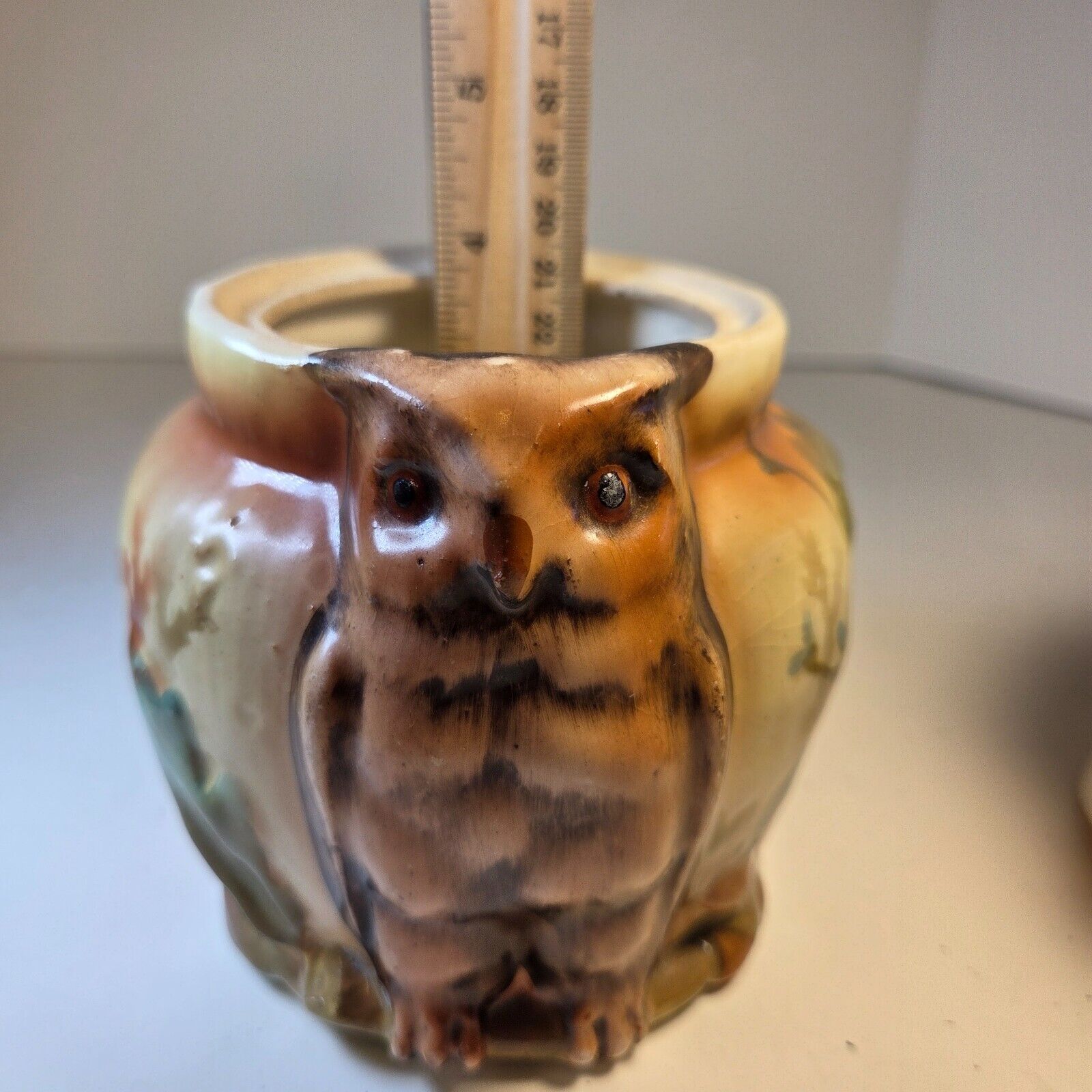 Royal Bruxonia Austria Owl Porcelain Tobacco Jar Humidor with Lid Vintage