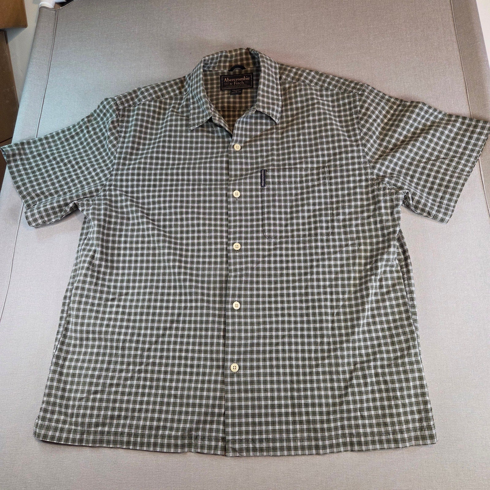 Abercrombie & Fitch Plaid Button Down Shirt L Short Sleeve Cotton