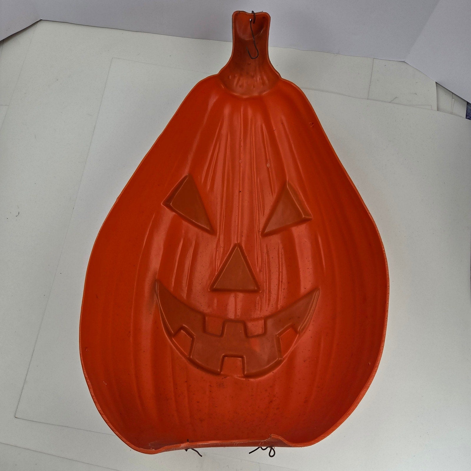 Vintage 22" Blow Mold Jack O Lantern Pumpkin 2 Piece Halloween Unmarked