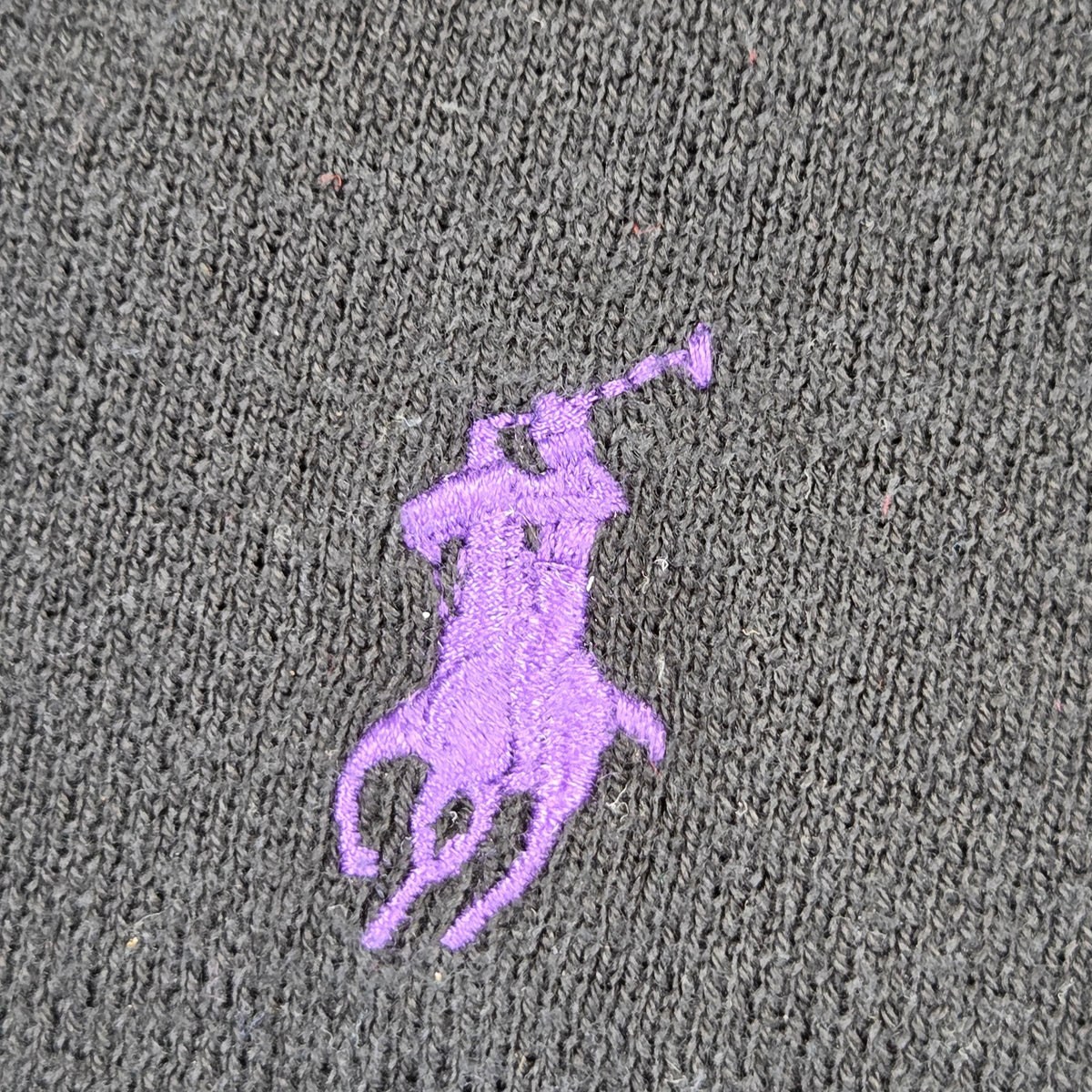 Polo Ralph Lauren Pima Cotton V Neck Sweater Mens XXL Black Purple Pony