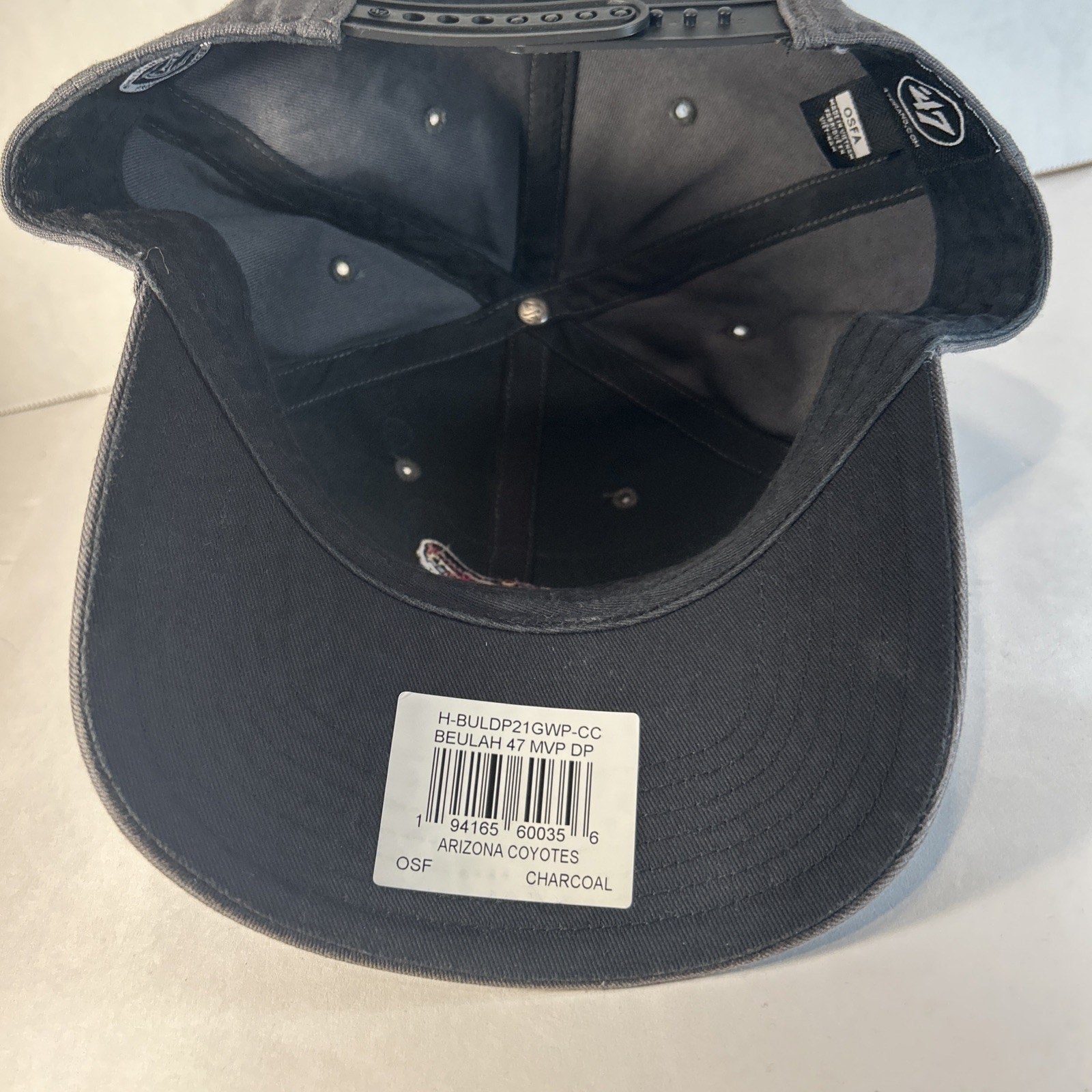 Arizona Coyotes '47 NHL Adjustable MVP Hat Charcoal OSFA Hockey Cap