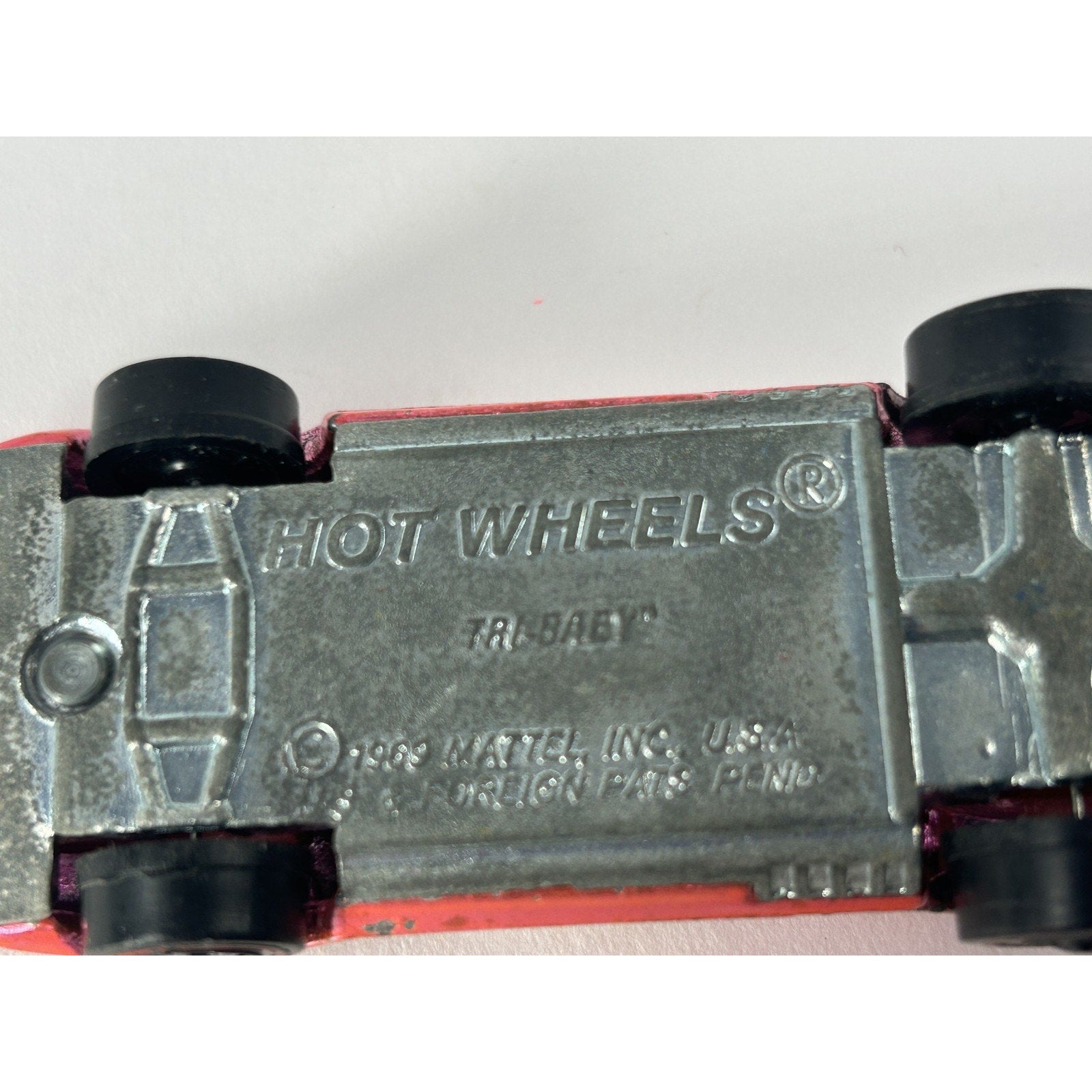 Vintage Hot Wheels Tri-Baby Redline Diecast Car 1970 Mattel USA Engine Hood Open