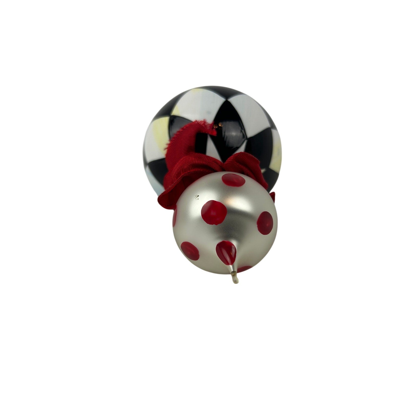 MacKenzie Childs Courtly Check Glass Ball Ornament Polka Dot Finial
