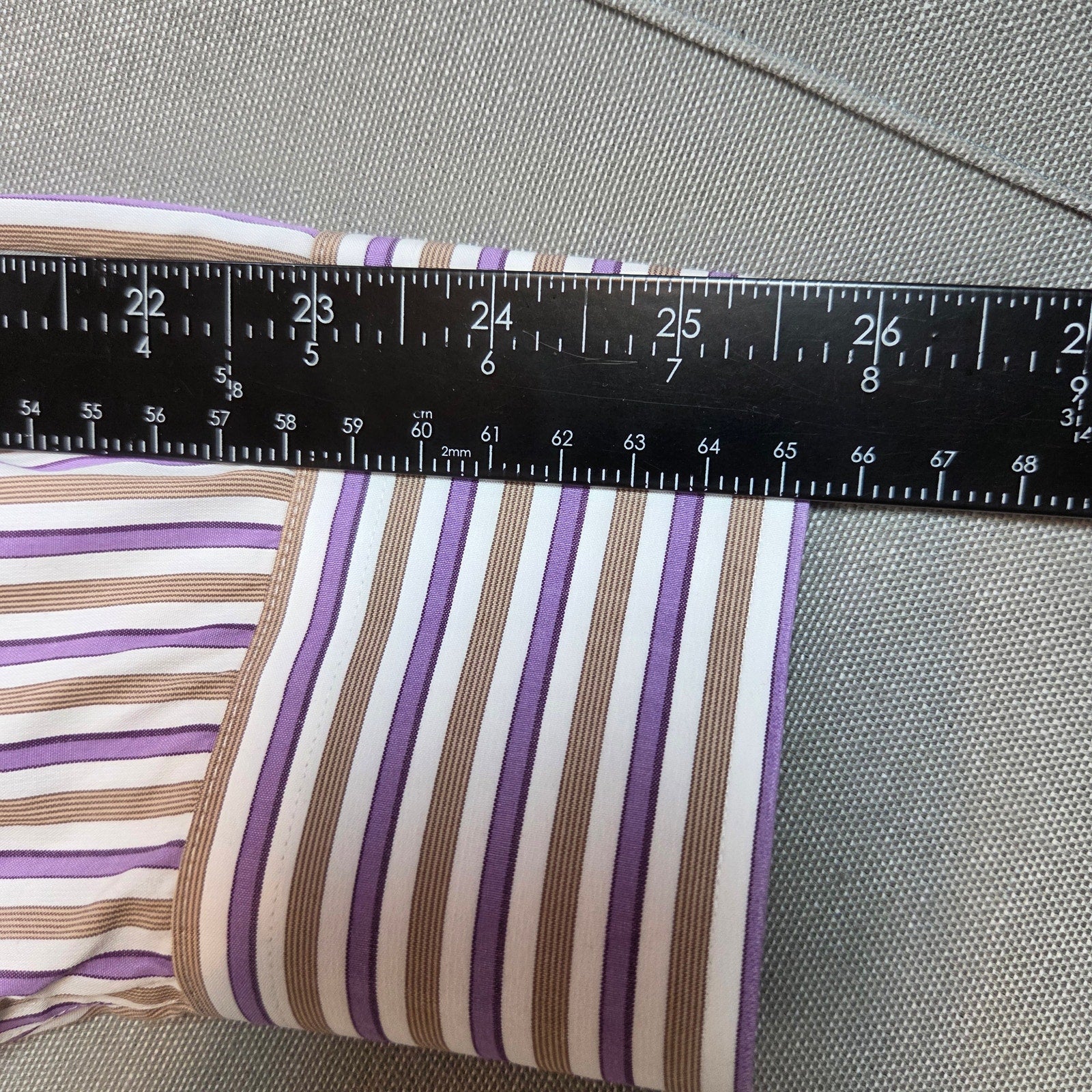 Peter Millar XL Stripe Button Down Shirt Purple Brown Cotton Long Sleeve