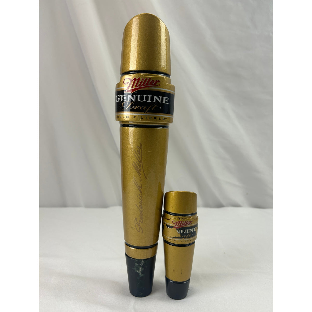 Miller Genuine Draft MGD Gold Black Beer Tap Handle Lot Large 12 Inch & Mini
