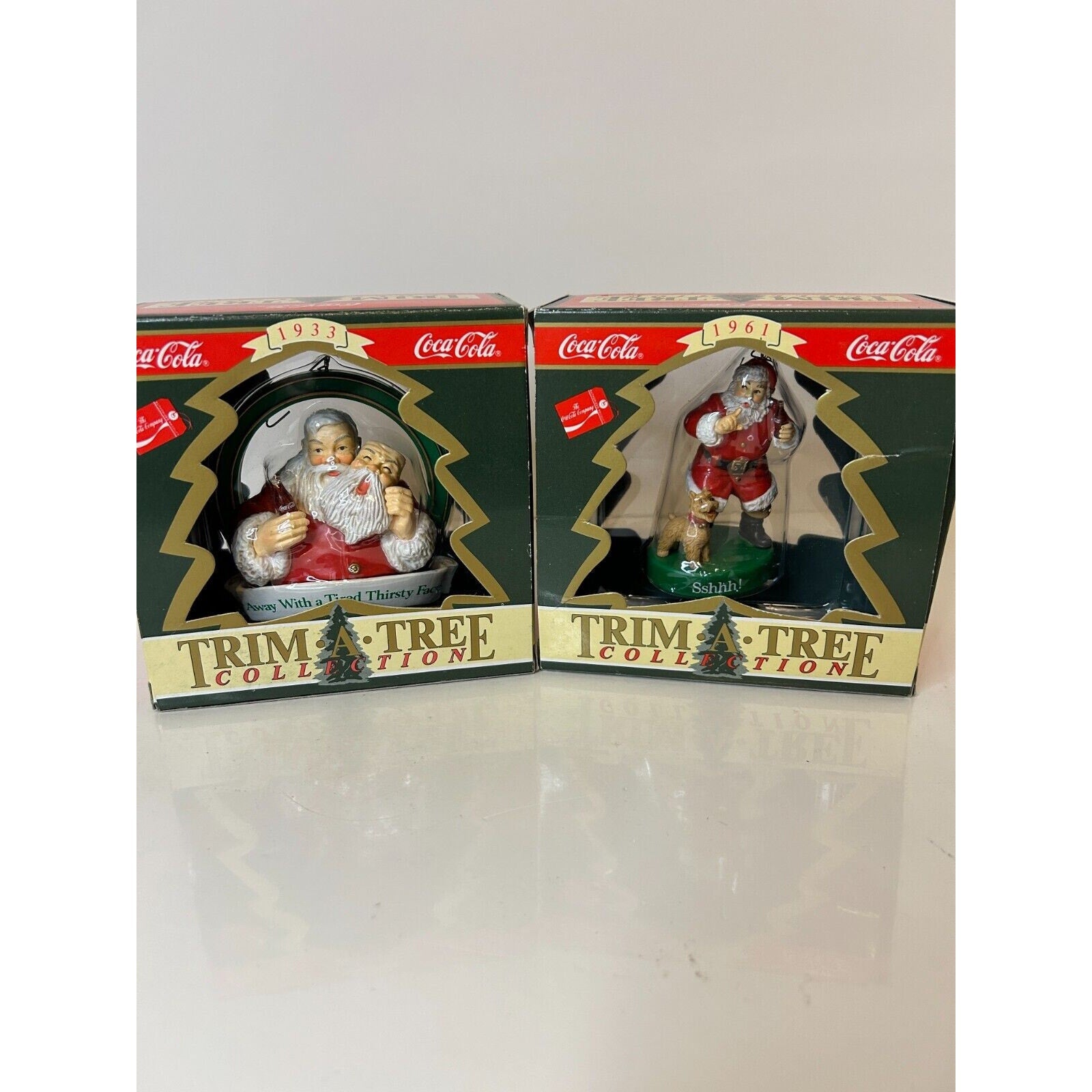 Coca-Cola Trim A Tree Collection Christmas Ornament lot of 2 Vintage 90s x97