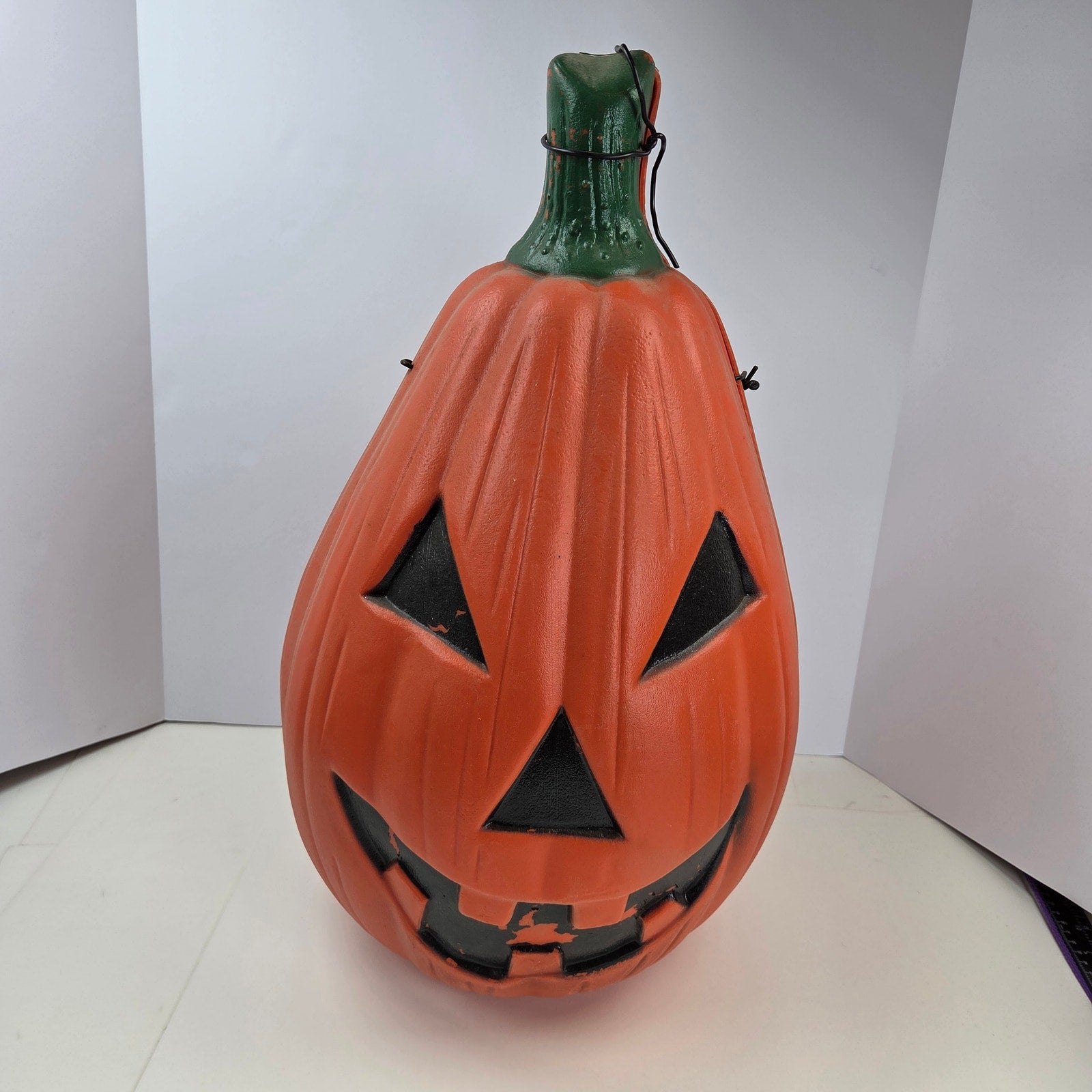 Vintage 22" Blow Mold Jack O Lantern Pumpkin 2 Piece Halloween Unmarked