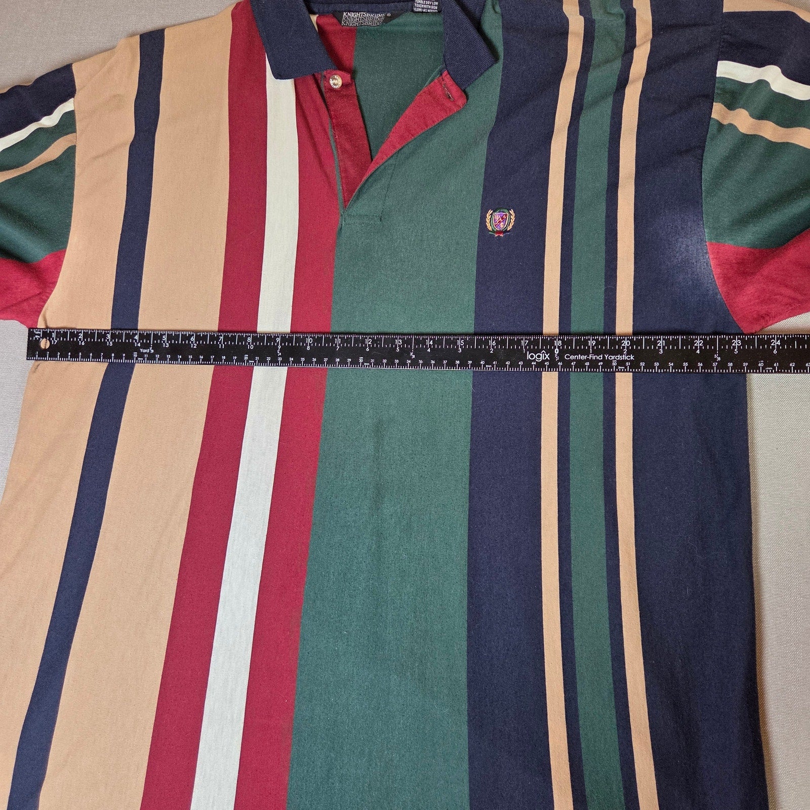 Knightsbridge Striped Polo Shirt XL Embroidered Crest Short Sleeve
